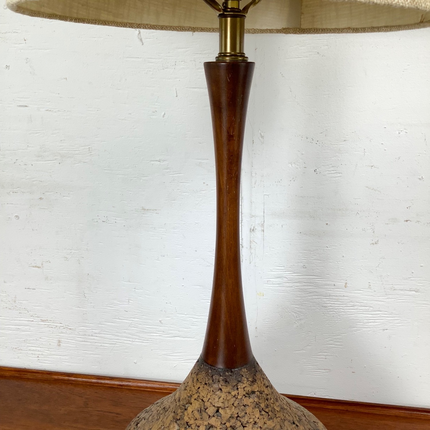 Mid-Century Tear Drop Cork Table Lamp - image-9