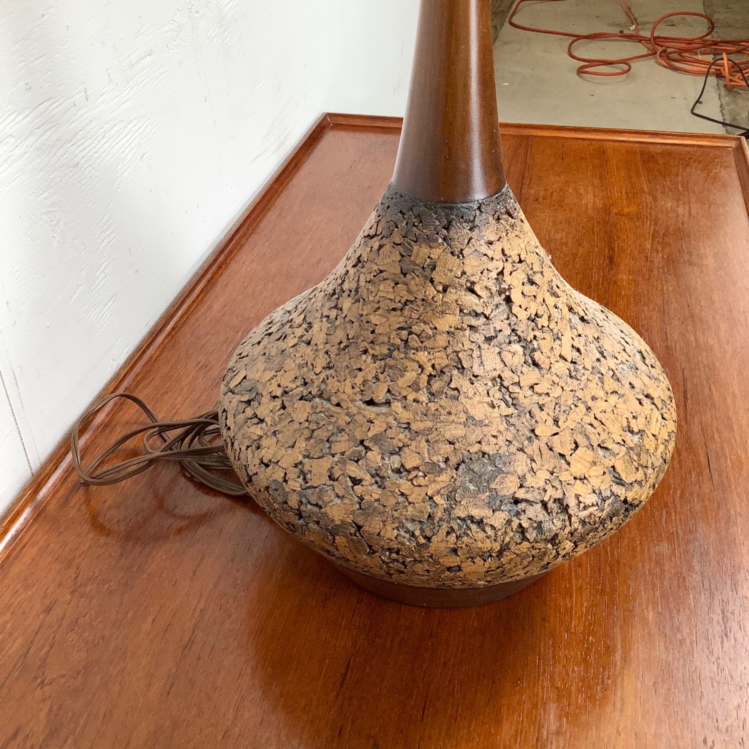 Mid-Century Tear Drop Cork Table Lamp - image-11