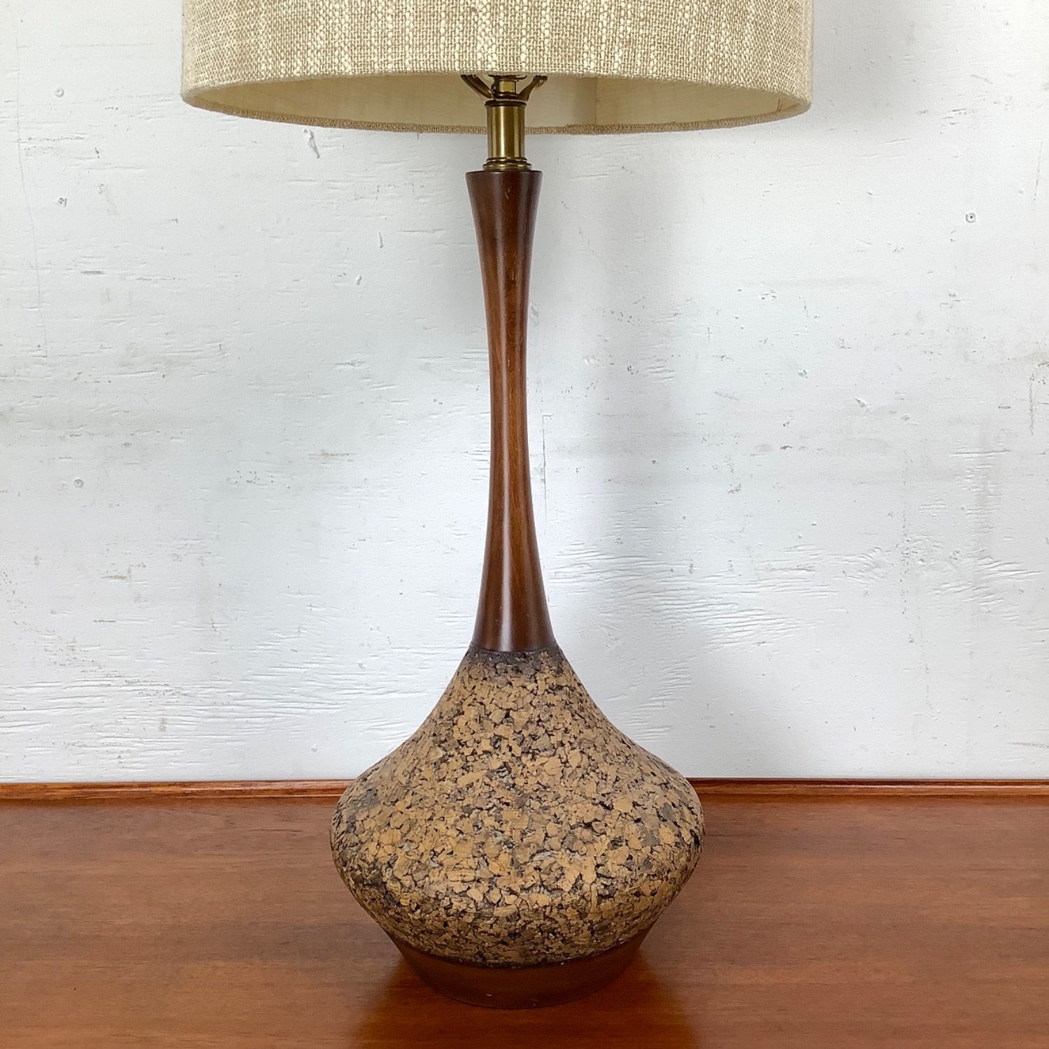 Mid-Century Tear Drop Cork Table Lamp - image-3