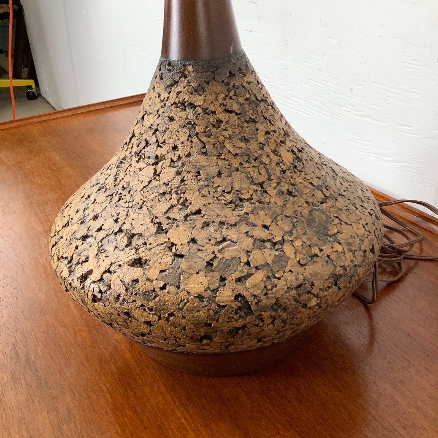 Mid-Century Tear Drop Cork Table Lamp - image-8