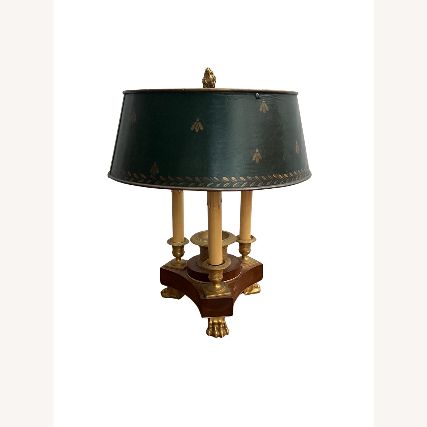 Vintage French Bouillotte Table Lamp Wood Base - image-2