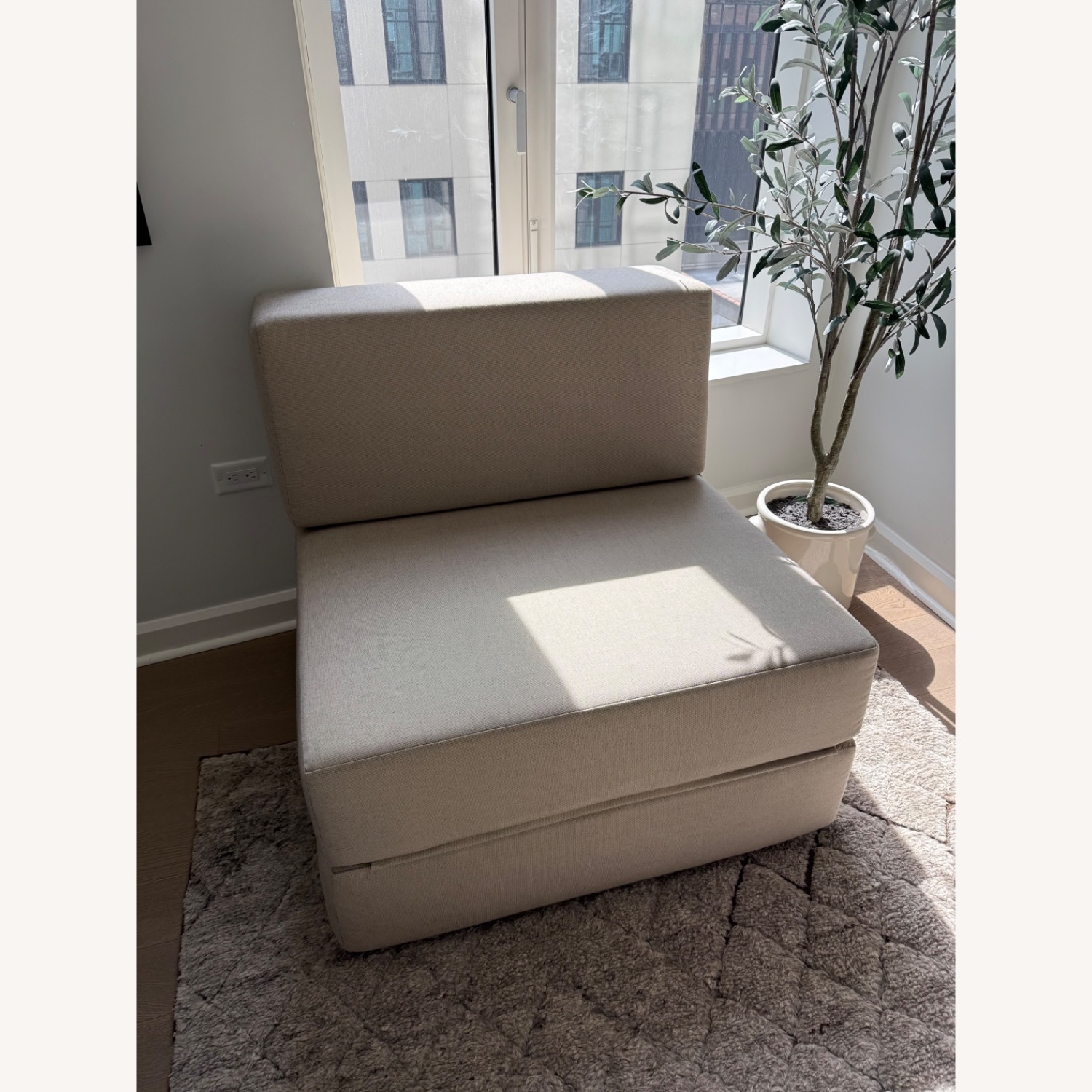 Custom Wide Fabric Chair/Fold out Twin bed - image-1