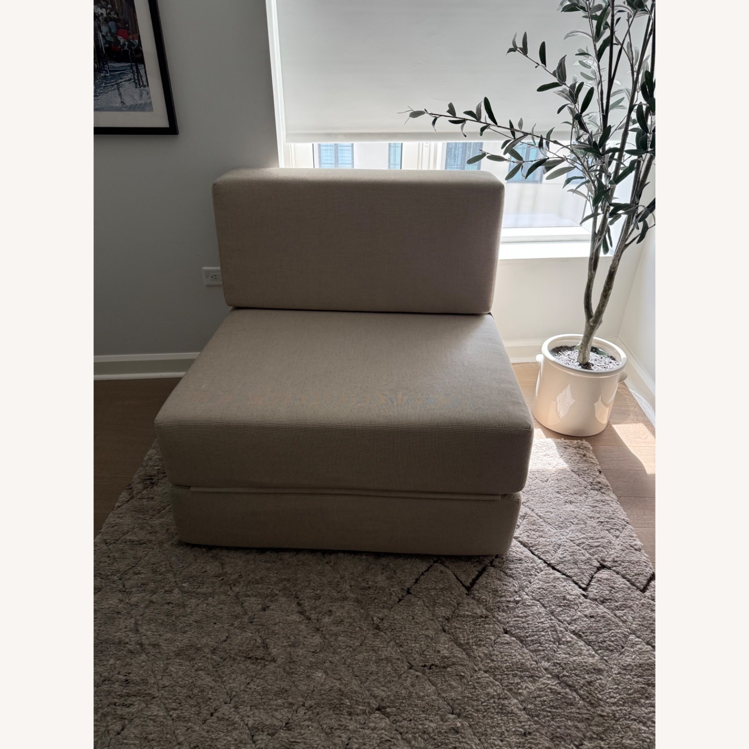 Custom Wide Fabric Chair/Fold out Twin bed - image-2