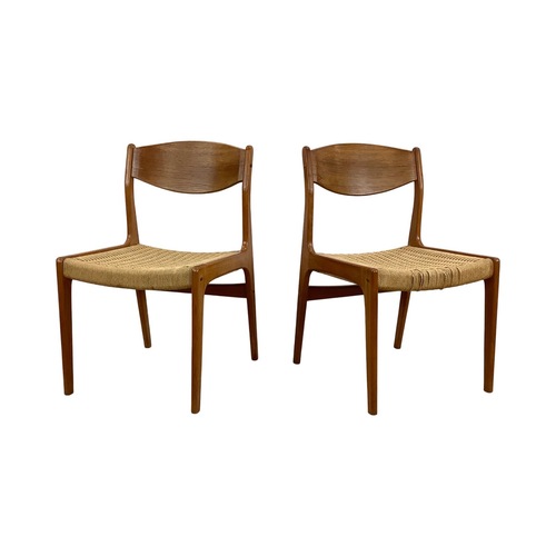 Used Danish Modern Rope Seat Dining Chairs- Pair for sale on AptDeco