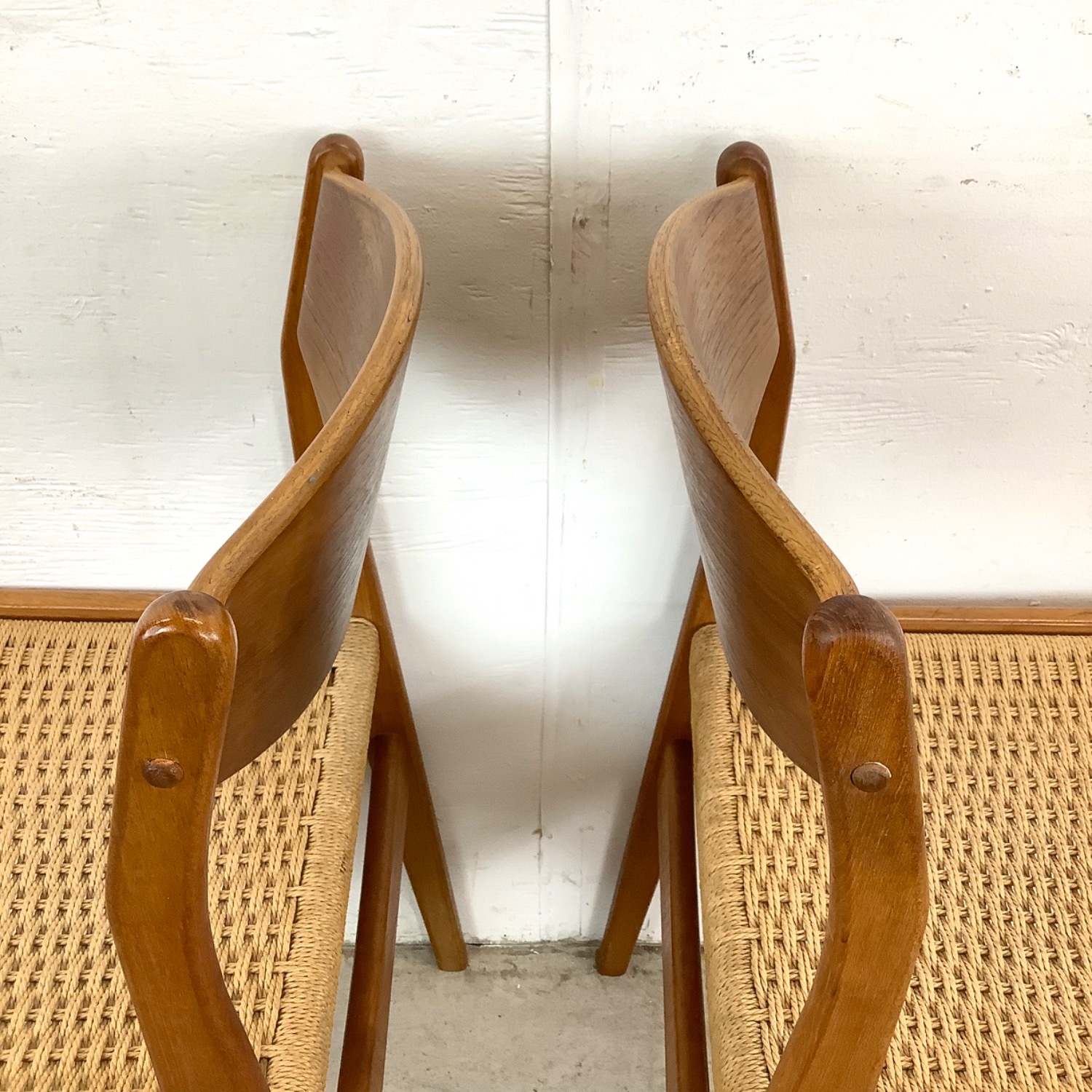 Danish Modern Rope Seat Dining Chairs- Pair - image-10