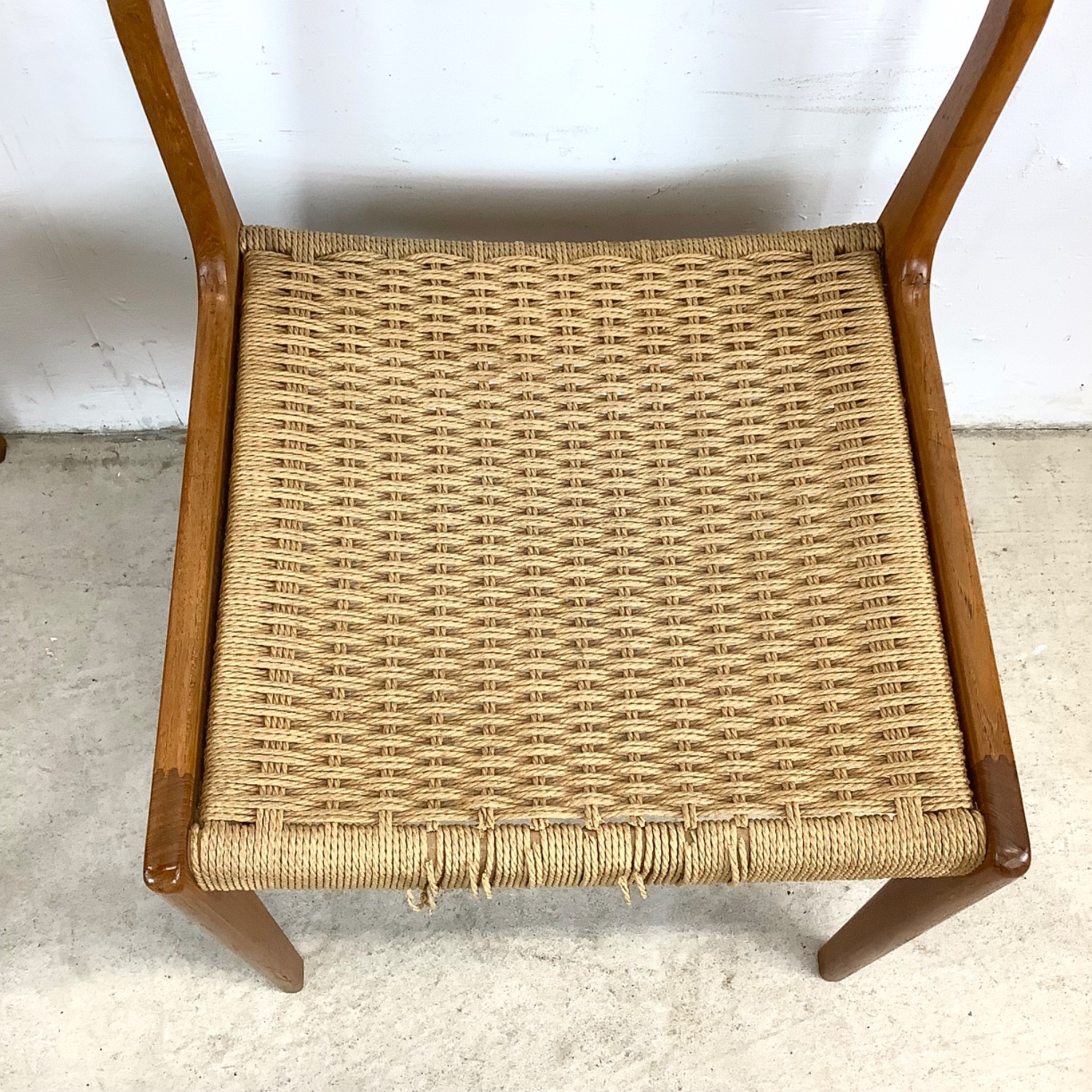 Danish Modern Rope Seat Dining Chairs- Pair - image-21