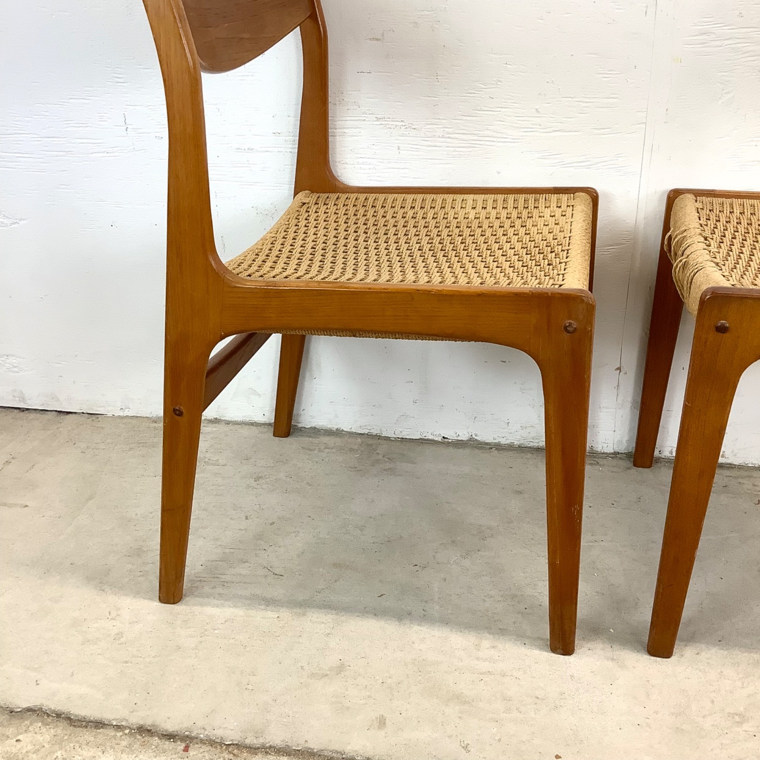 Danish Modern Rope Seat Dining Chairs- Pair - image-15