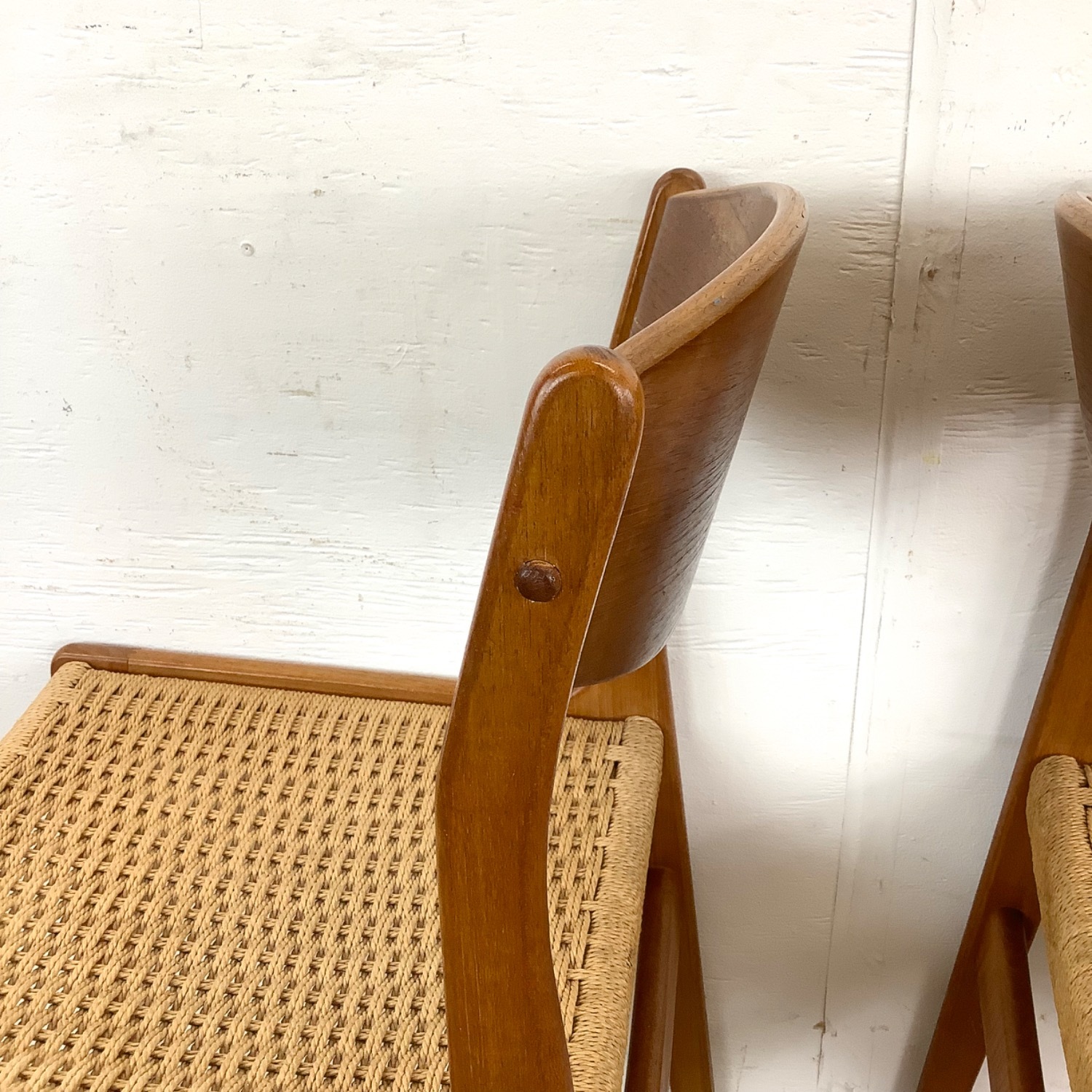 Danish Modern Rope Seat Dining Chairs- Pair - image-20