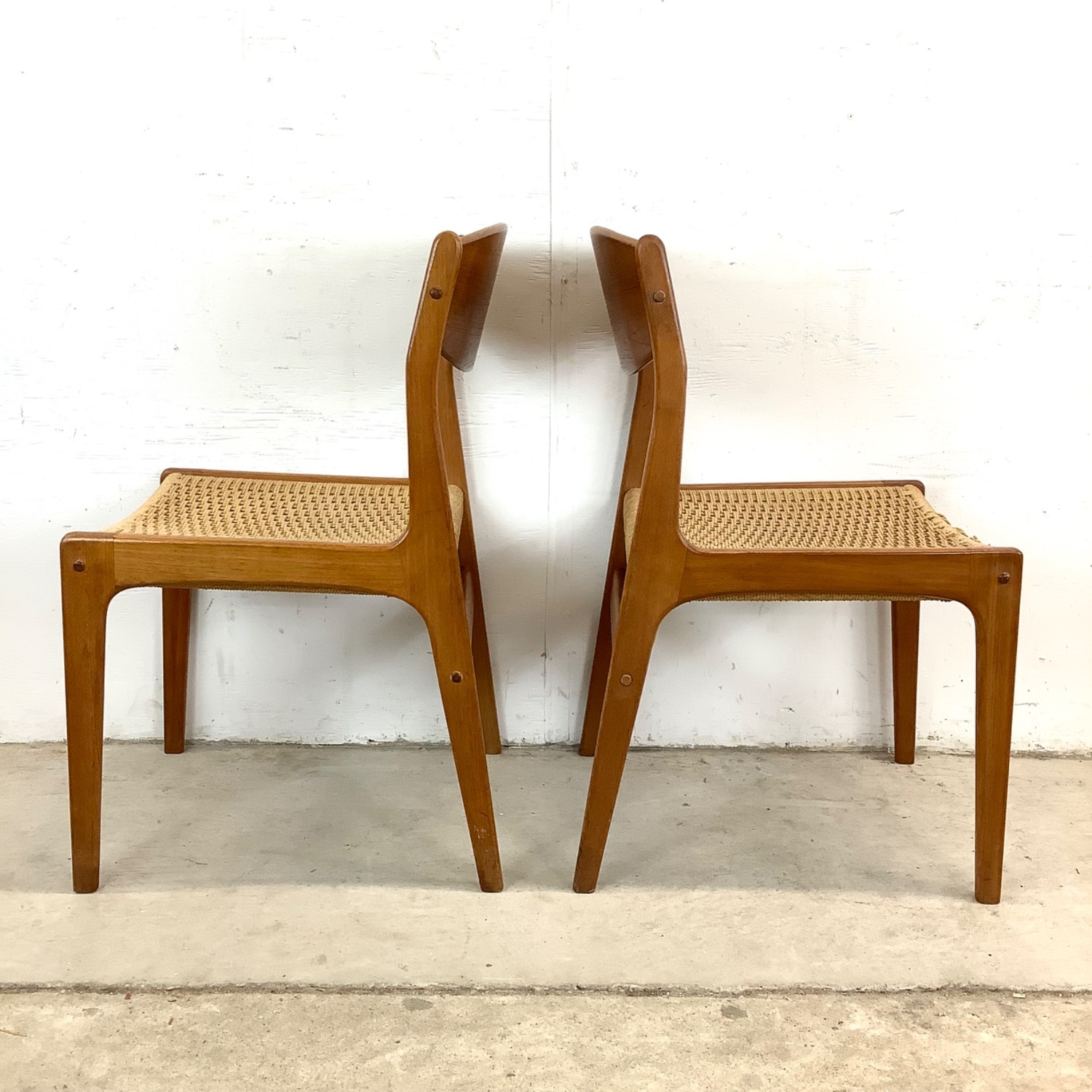 Danish Modern Rope Seat Dining Chairs- Pair - image-9