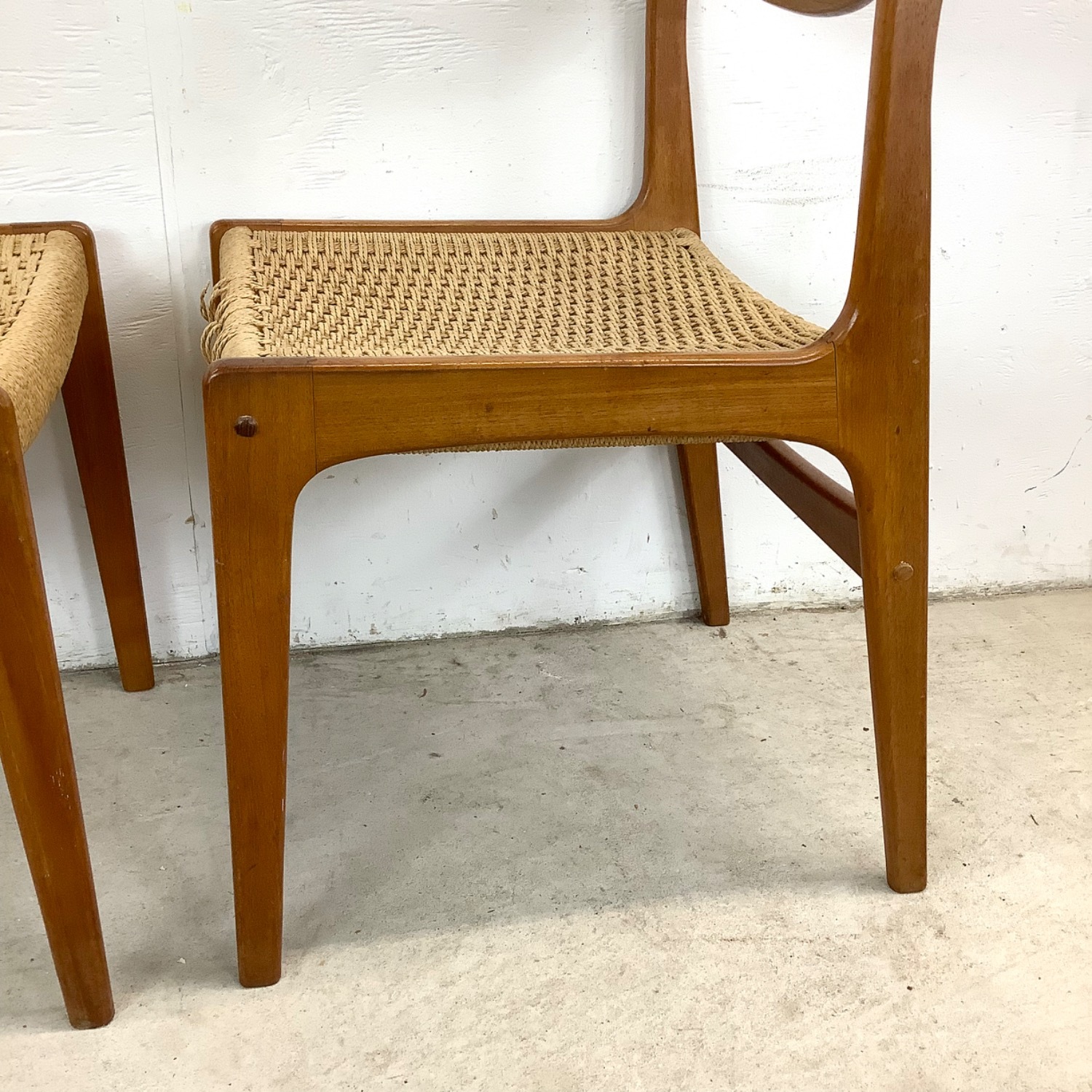 Danish Modern Rope Seat Dining Chairs- Pair - image-16