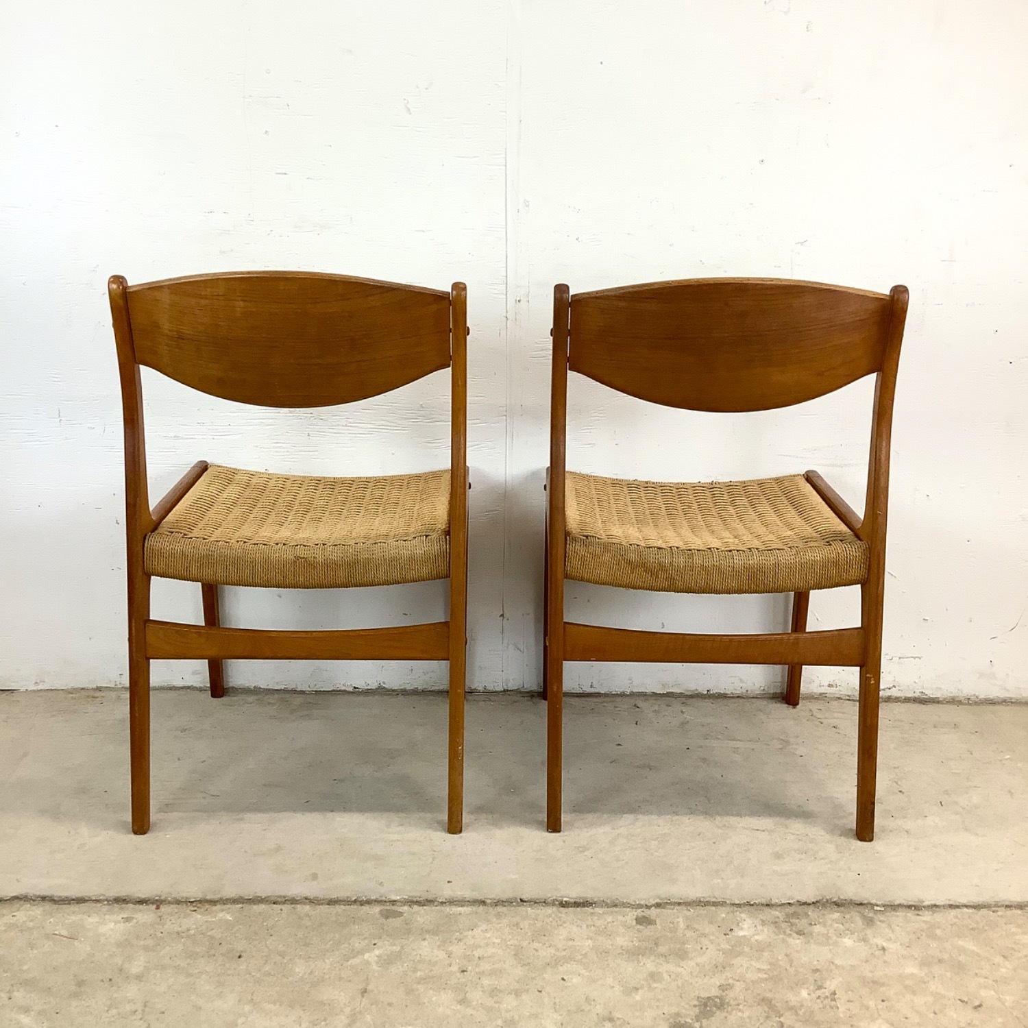 Danish Modern Rope Seat Dining Chairs- Pair - image-11