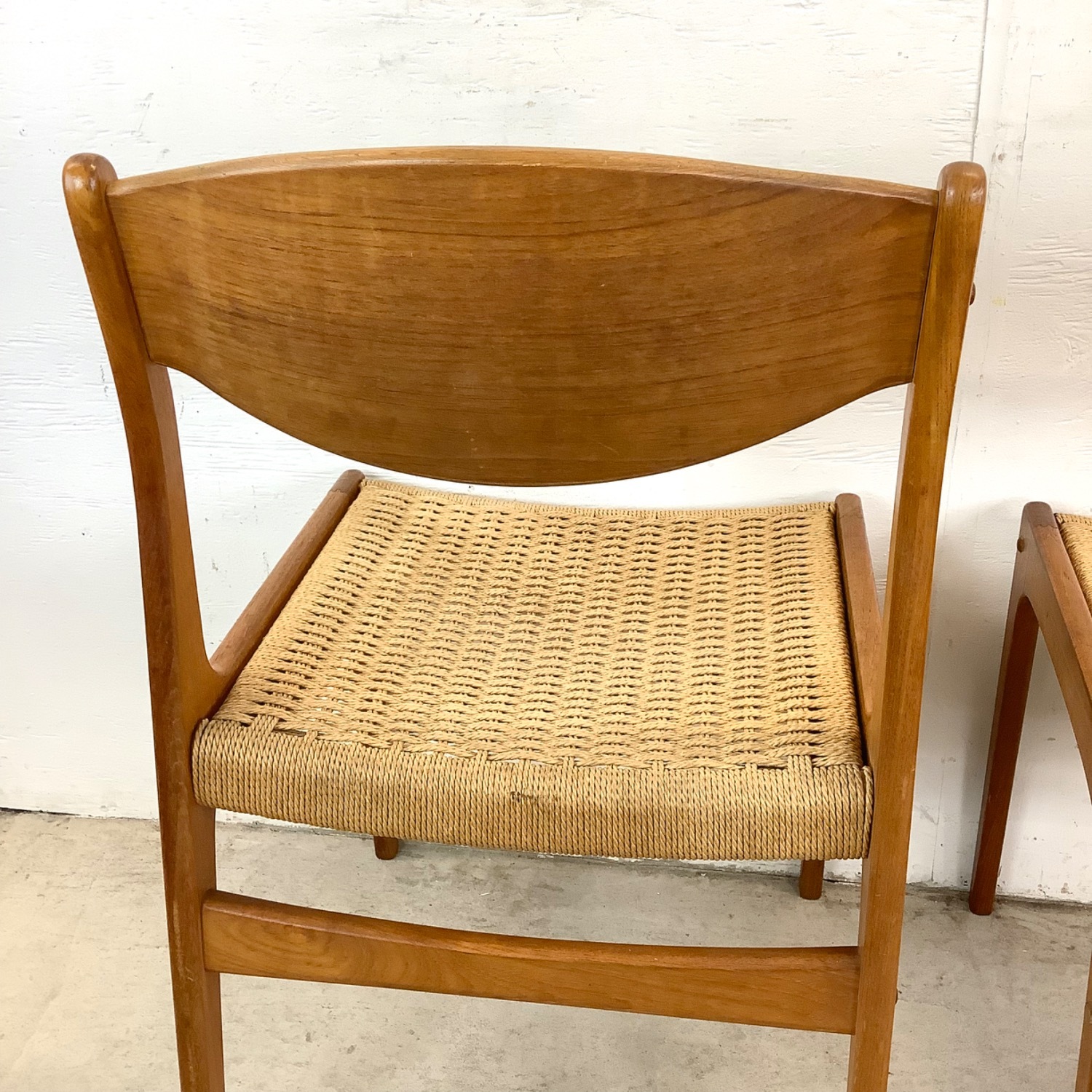 Danish Modern Rope Seat Dining Chairs- Pair - image-18