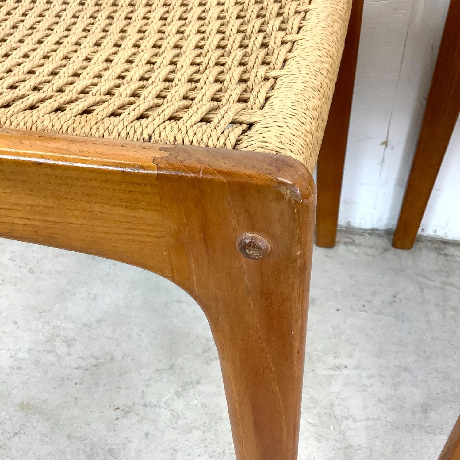 Danish Modern Rope Seat Dining Chairs- Pair - image-14
