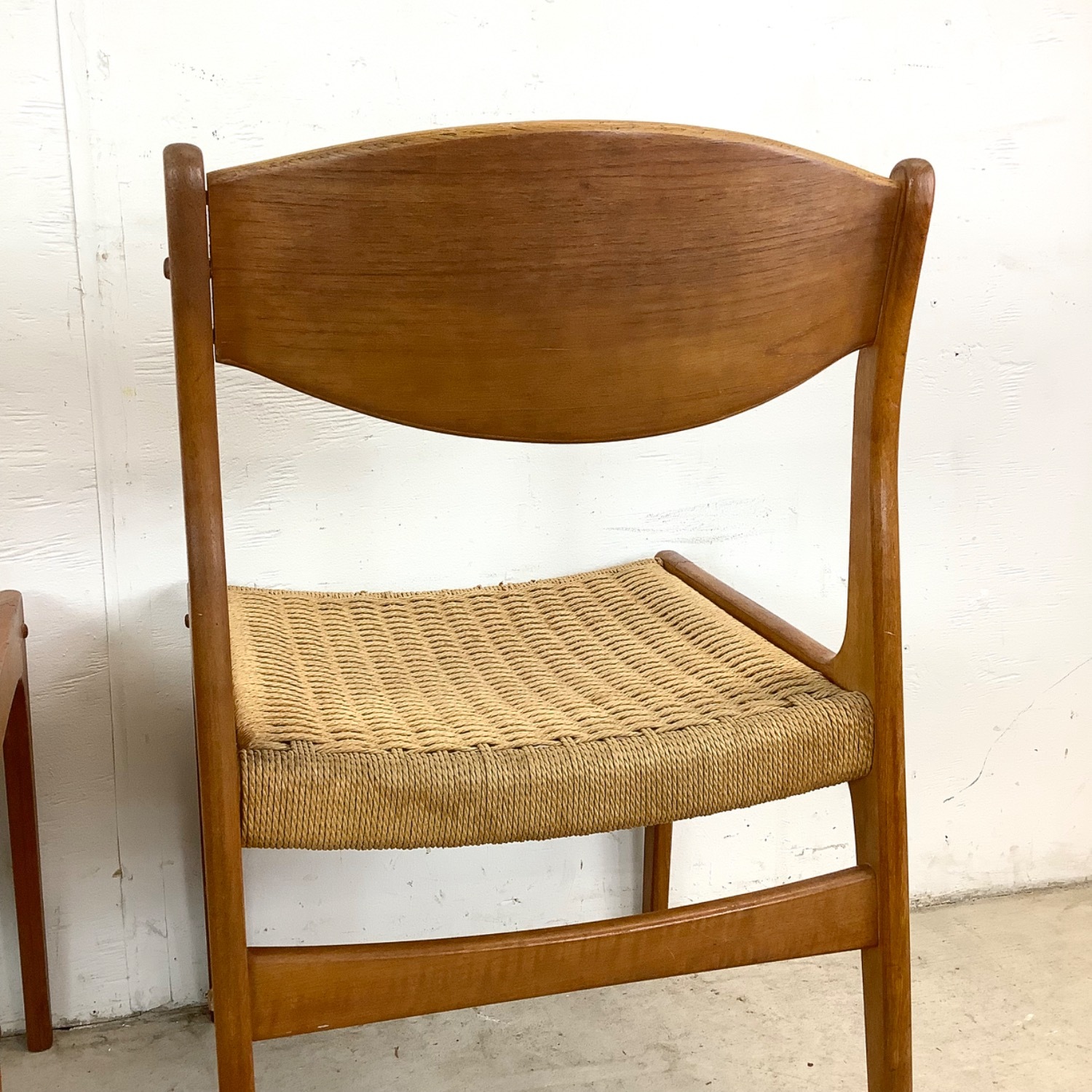 Danish Modern Rope Seat Dining Chairs- Pair - image-17