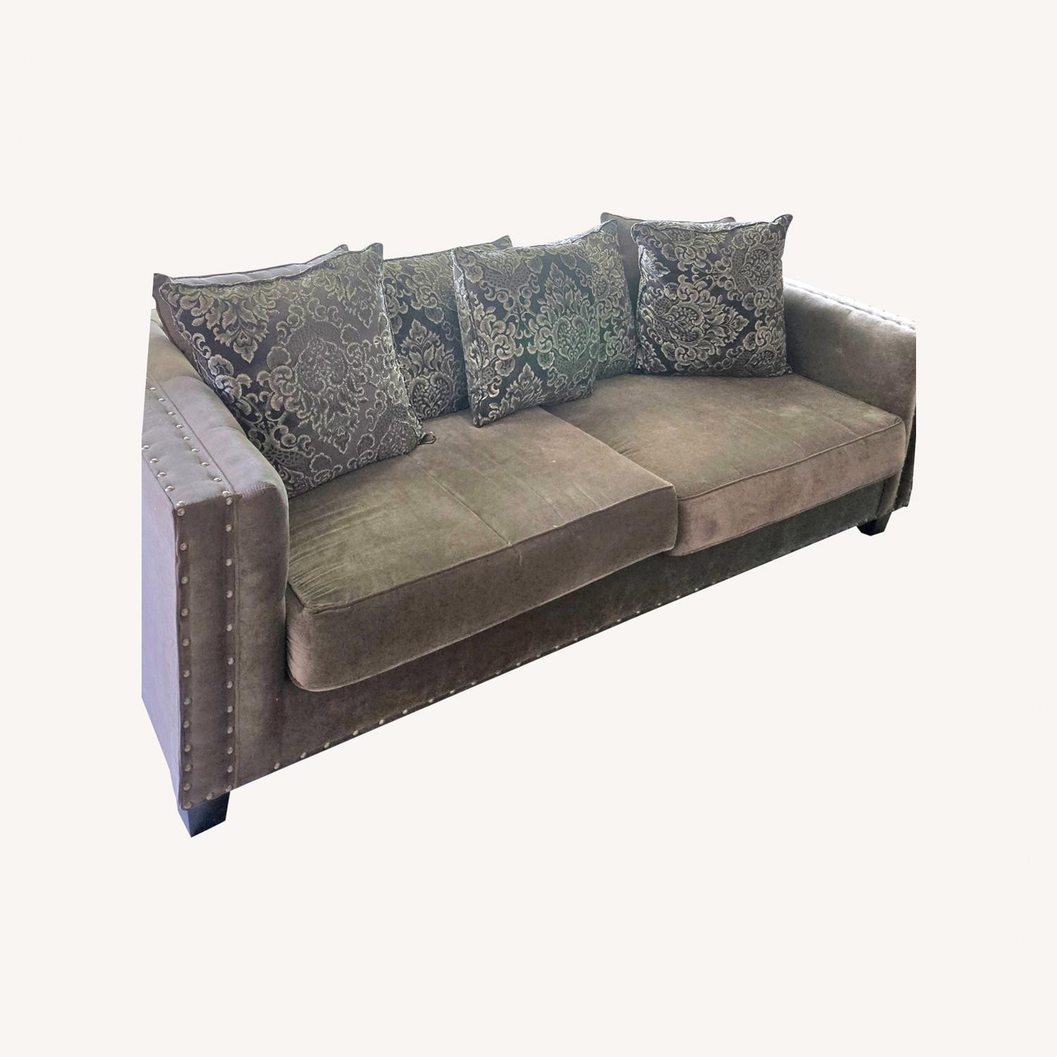 Light Gray Fabric 2 Seater Sofa, Ottoman  - image-0