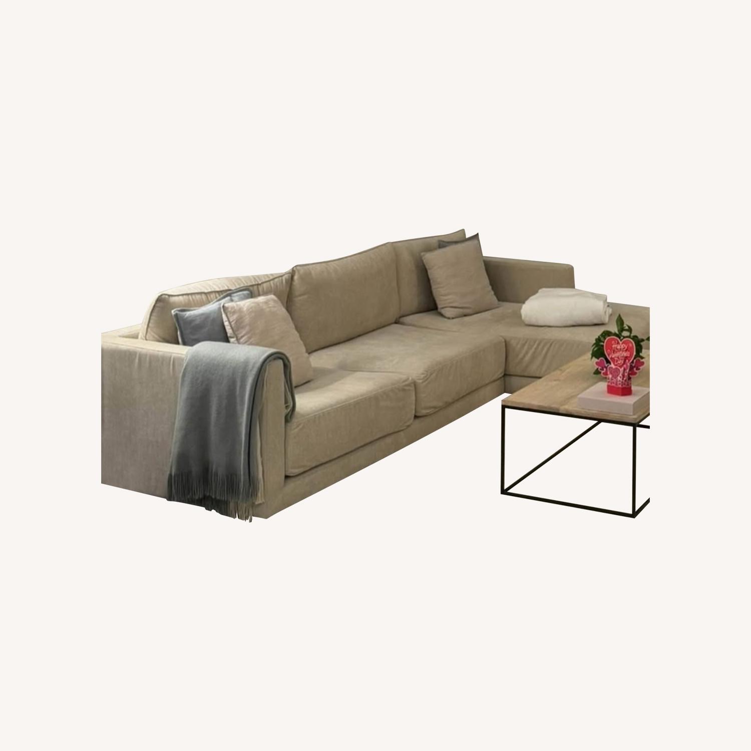 West Elm Melbourne Natural Fabric 2 Piece Sectional - image-0