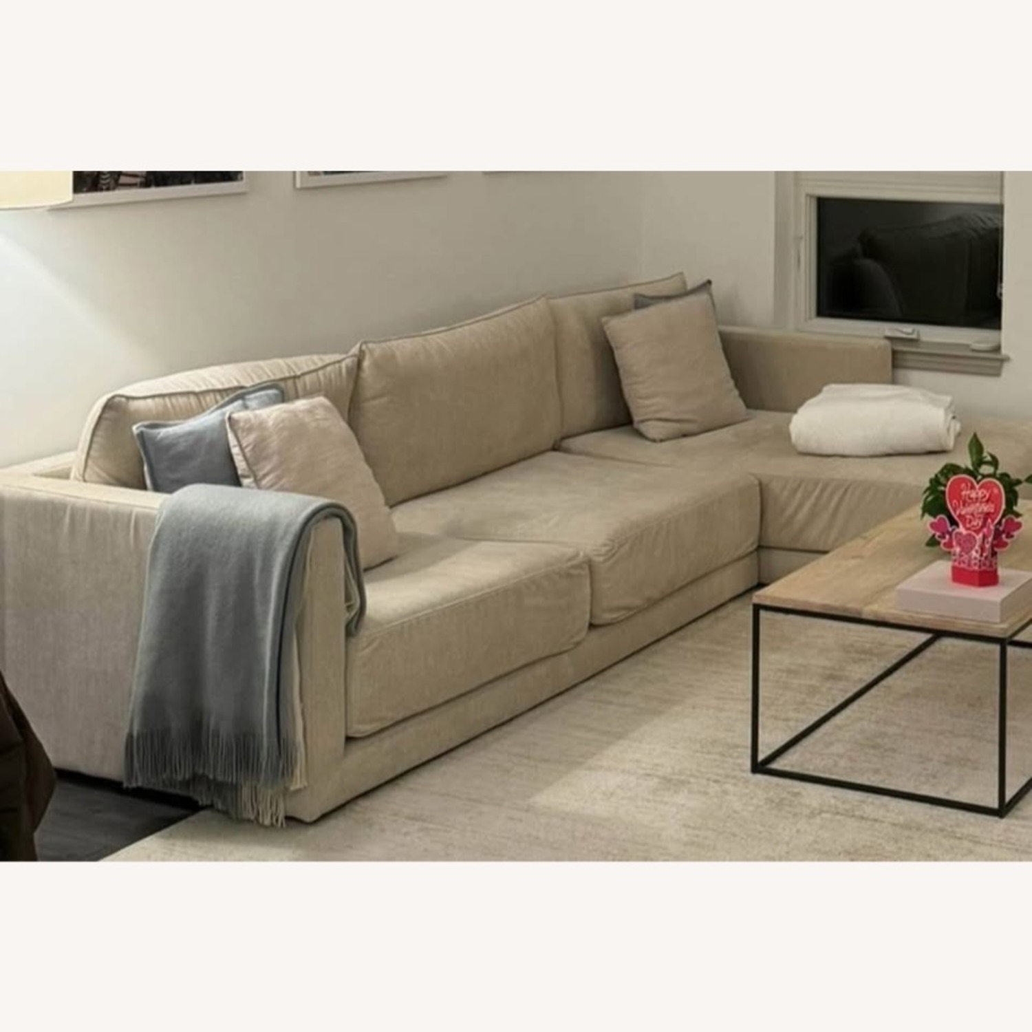 West Elm Melbourne Natural Fabric 2 Piece Sectional - image-2