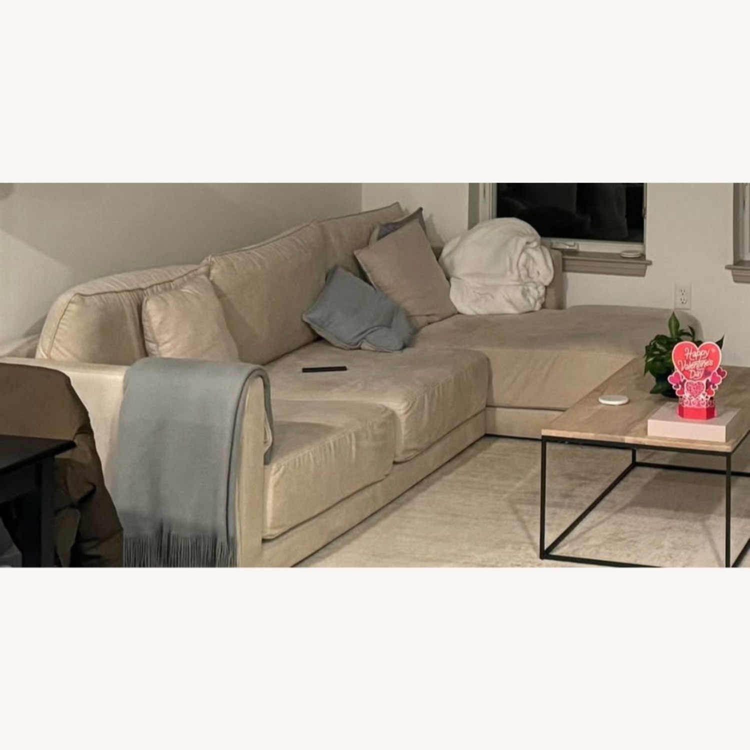 West Elm Melbourne Natural Fabric 2 Piece Sectional - image-3