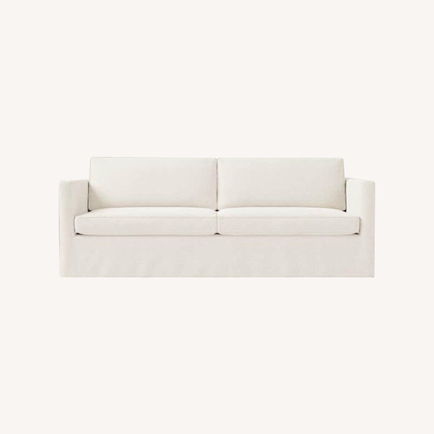 West Elm Harris White Linen 2 Seater Sofa - image-0
