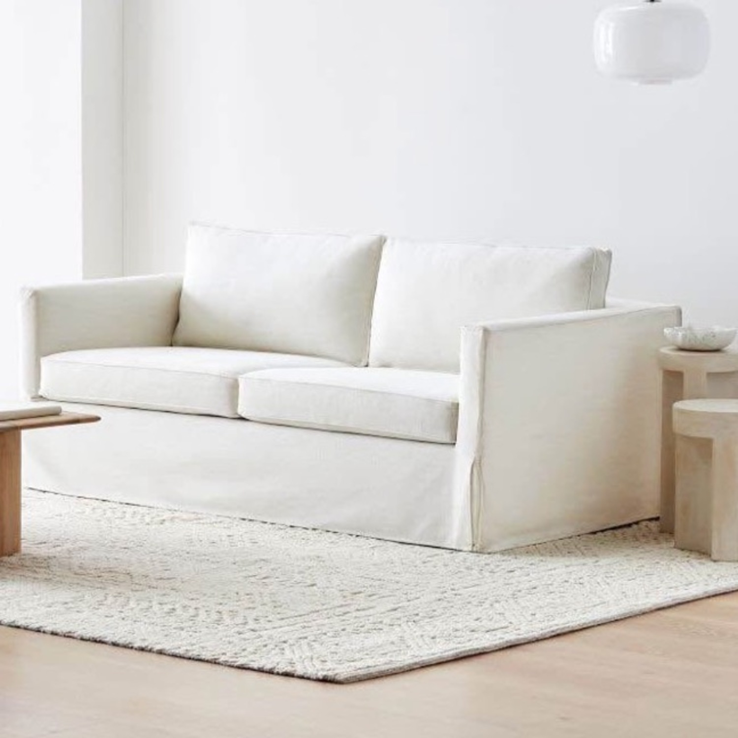West Elm Harris White Linen 2 Seater Sofa - image-5