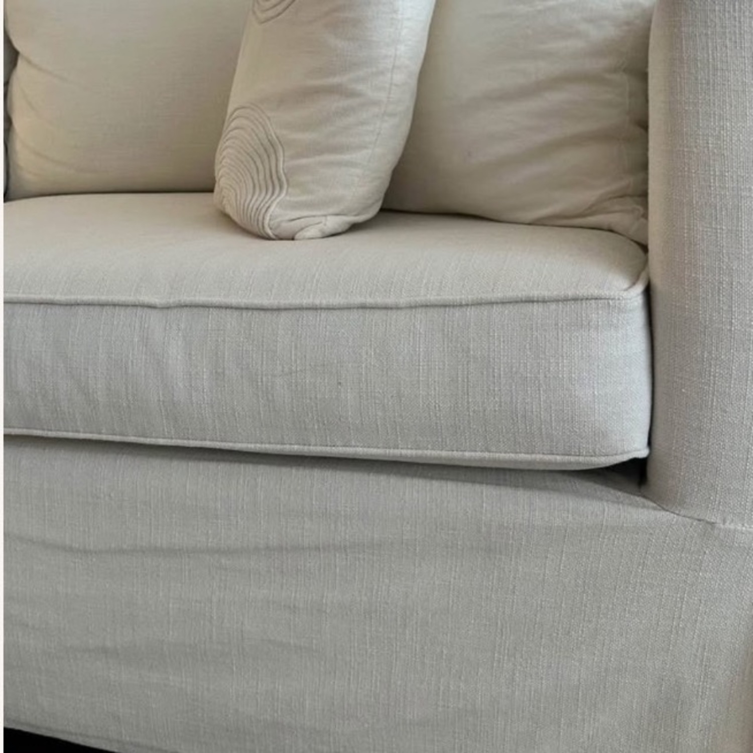 West Elm Harris White Linen 2 Seater Sofa - image-2