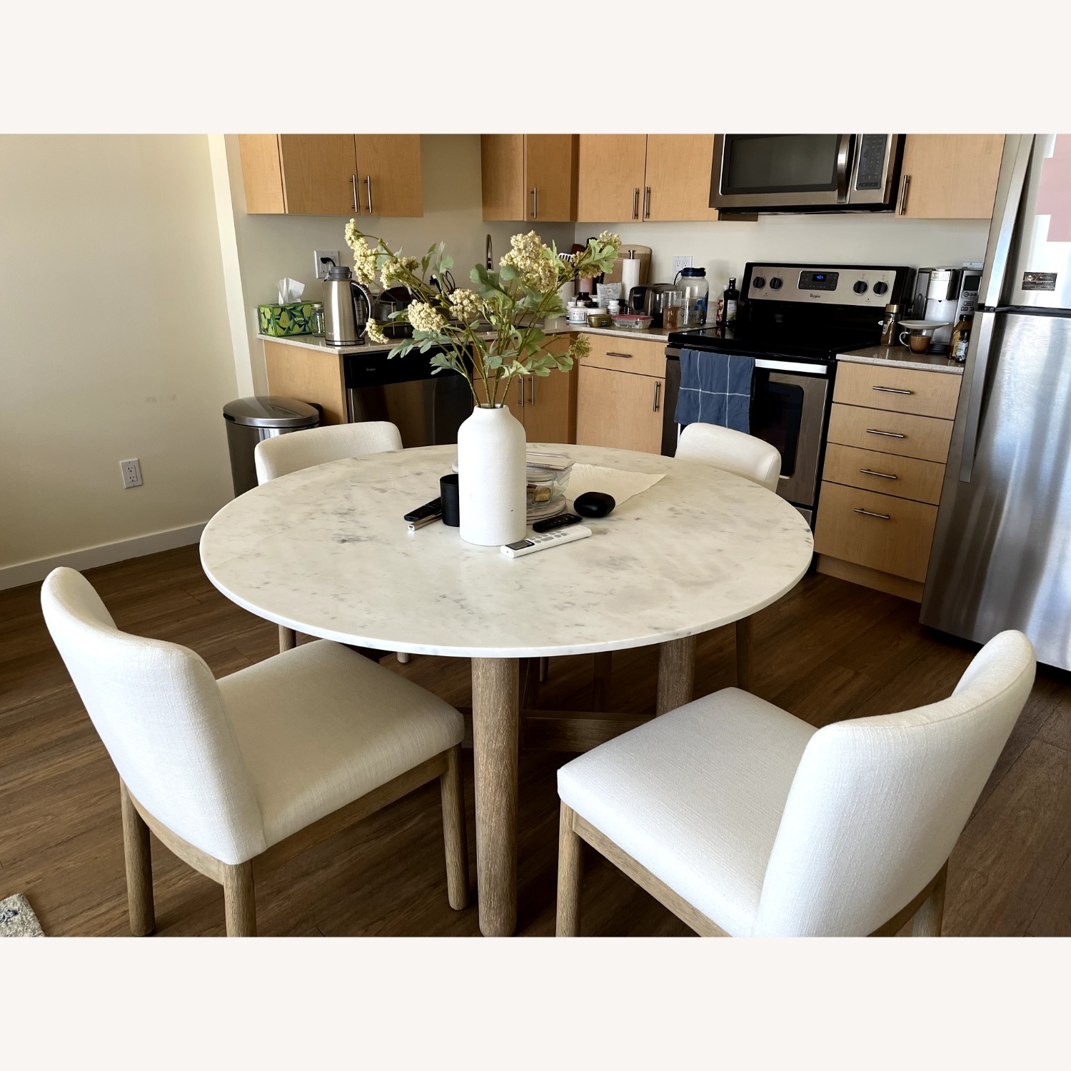 Hargrove 48" Marble Table & Hargrove Side Chairs - image-1