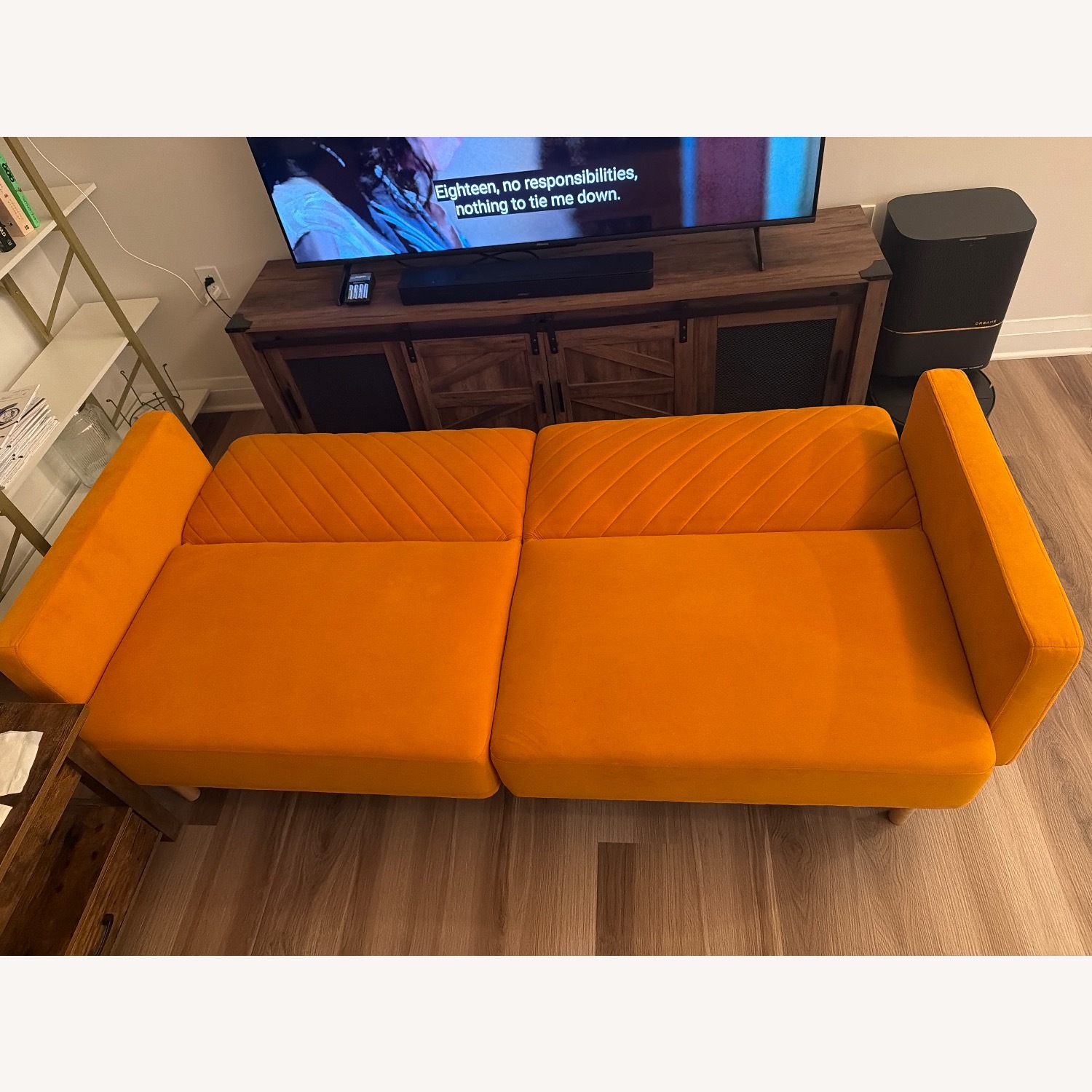 Orange Velvet 3+ Seater Sofa - image-3