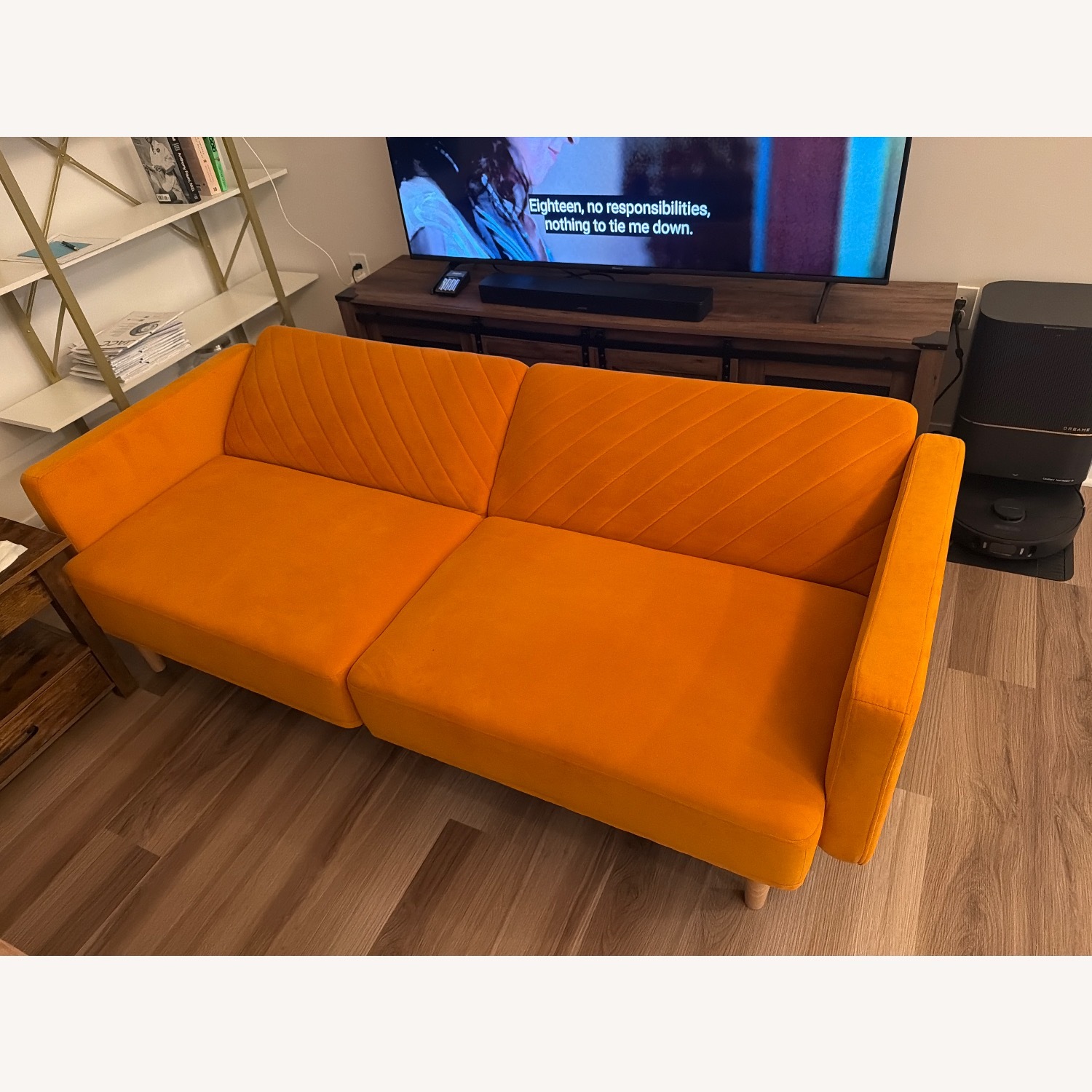 Orange Velvet 3+ Seater Sofa - image-4