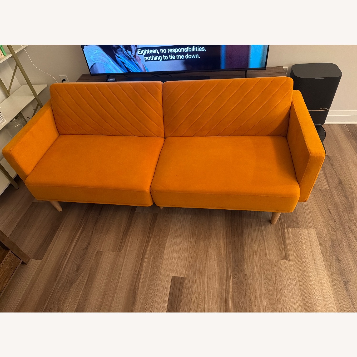 Orange Velvet 3+ Seater Sofa - image-1