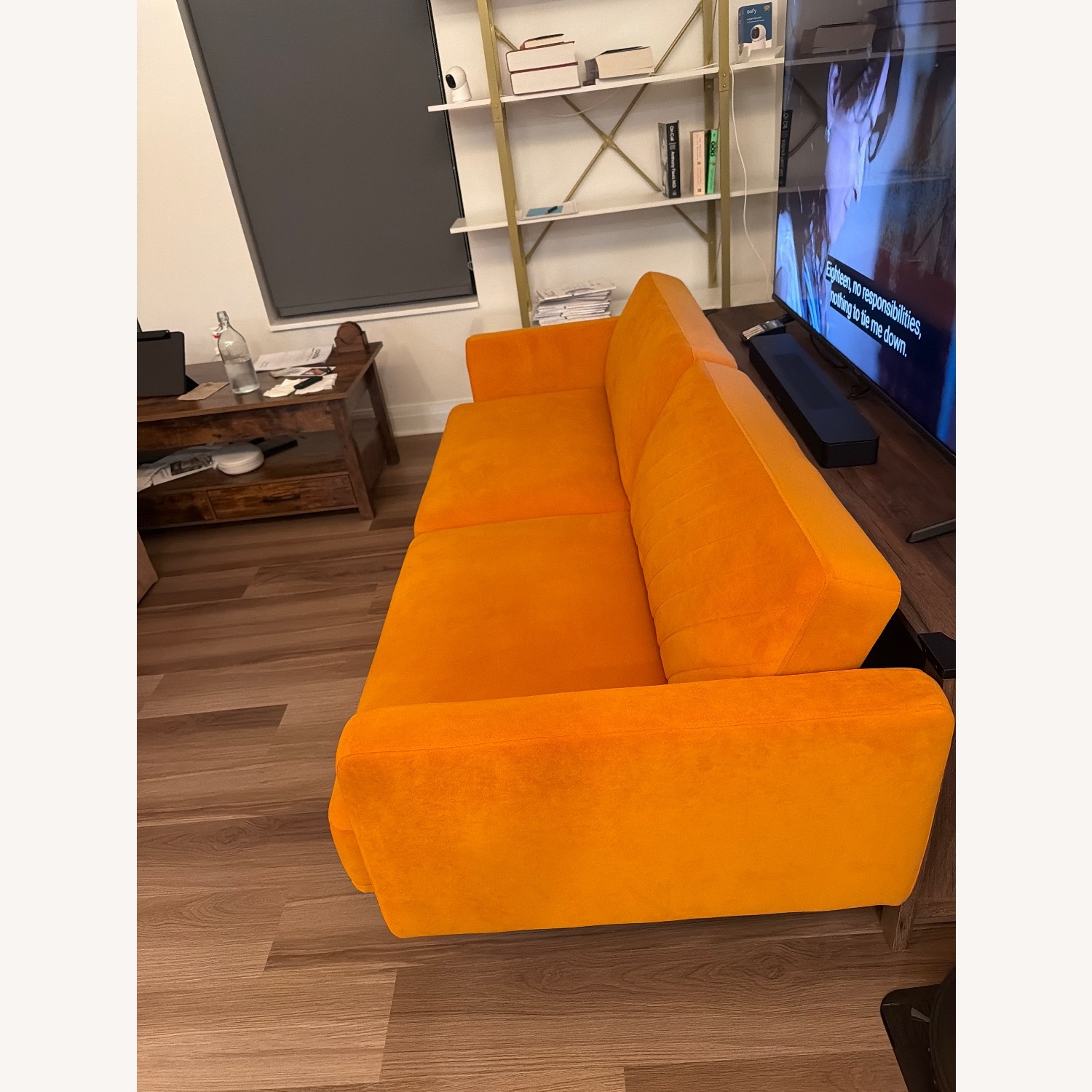 Orange Velvet 3+ Seater Sofa - image-2