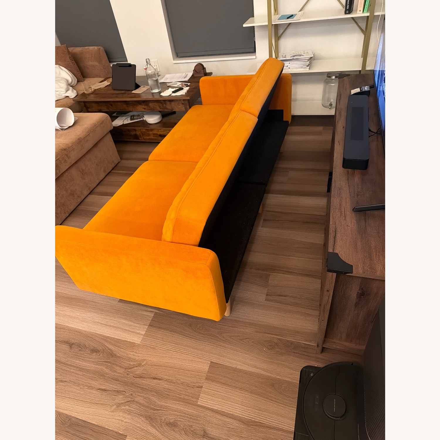 Orange Velvet 3+ Seater Sofa - image-5