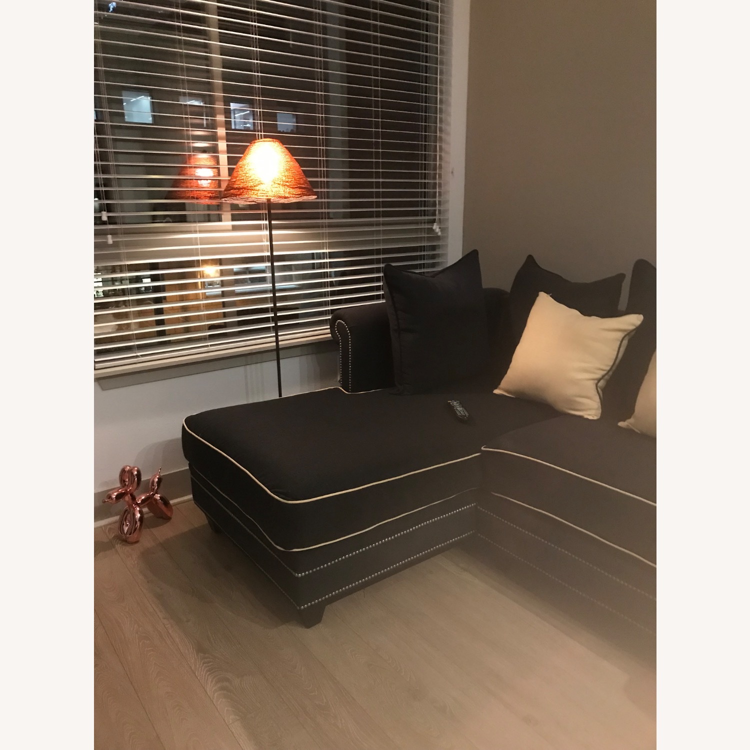 Black Fabric 2 Piece Sectional - image-6