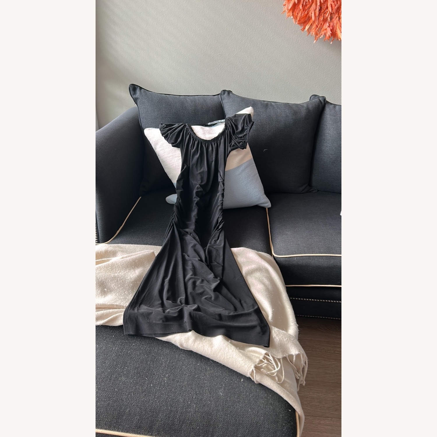 Black Fabric 2 Piece Sectional - image-12