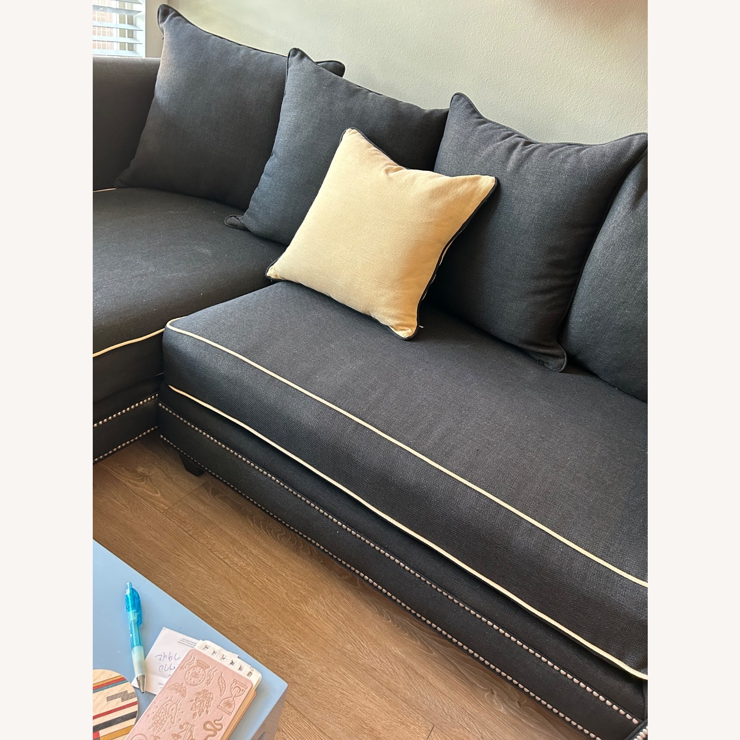 Black Fabric 2 Piece Sectional - image-10