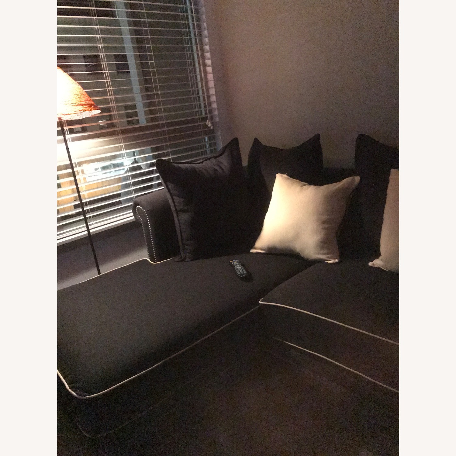 Black Fabric 2 Piece Sectional - image-3