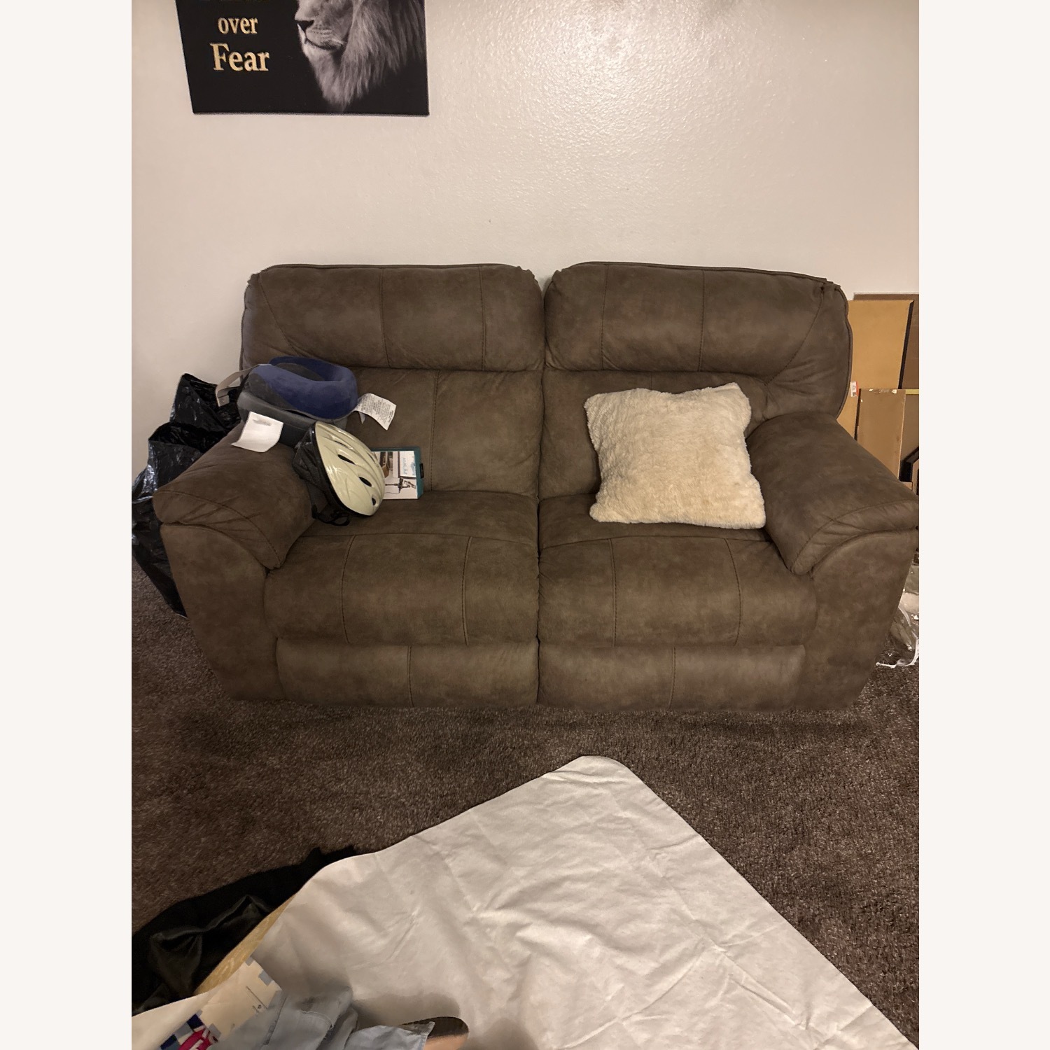 Light Brown Microsuede 2 Seater Sofa - image-4