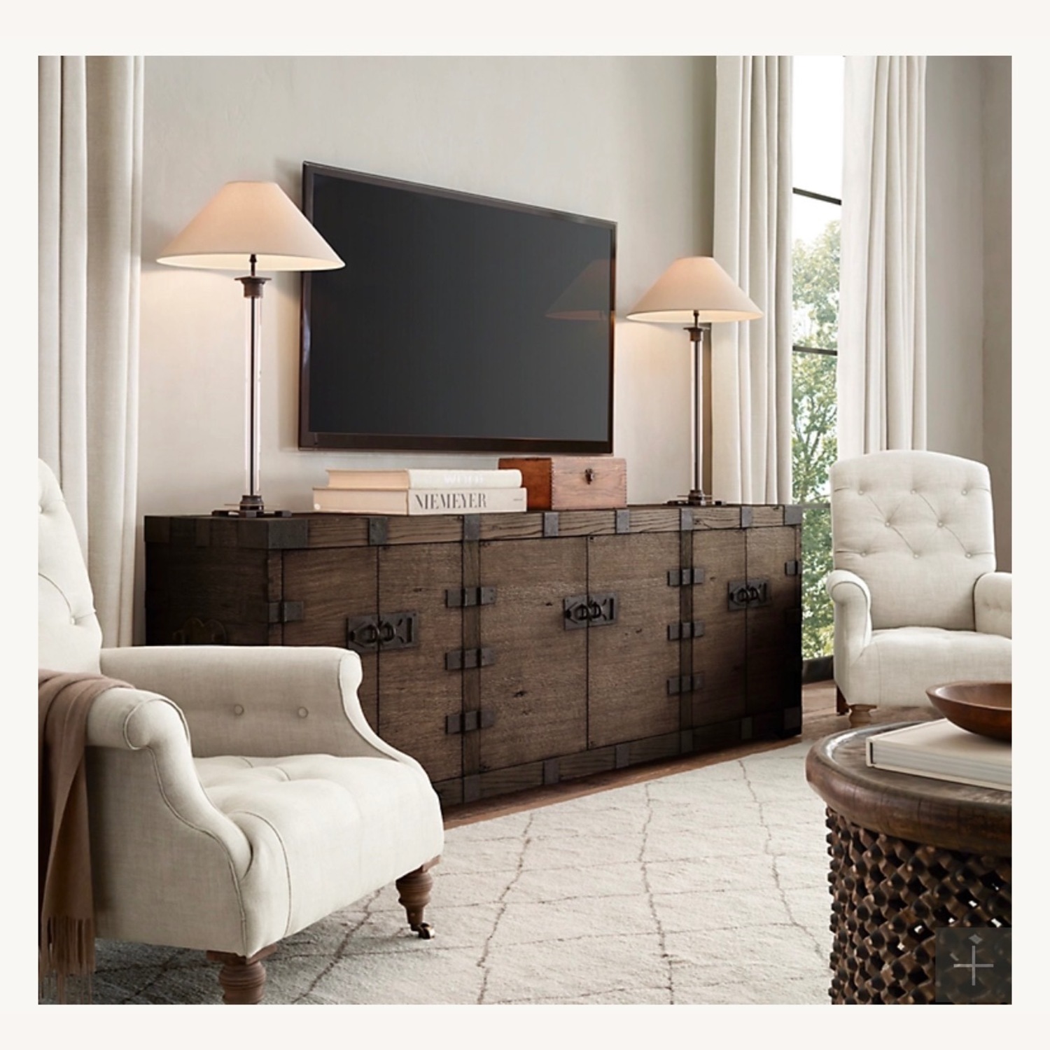 Restoration Hardware Heirloom Dark Brown Media Storage - image-4