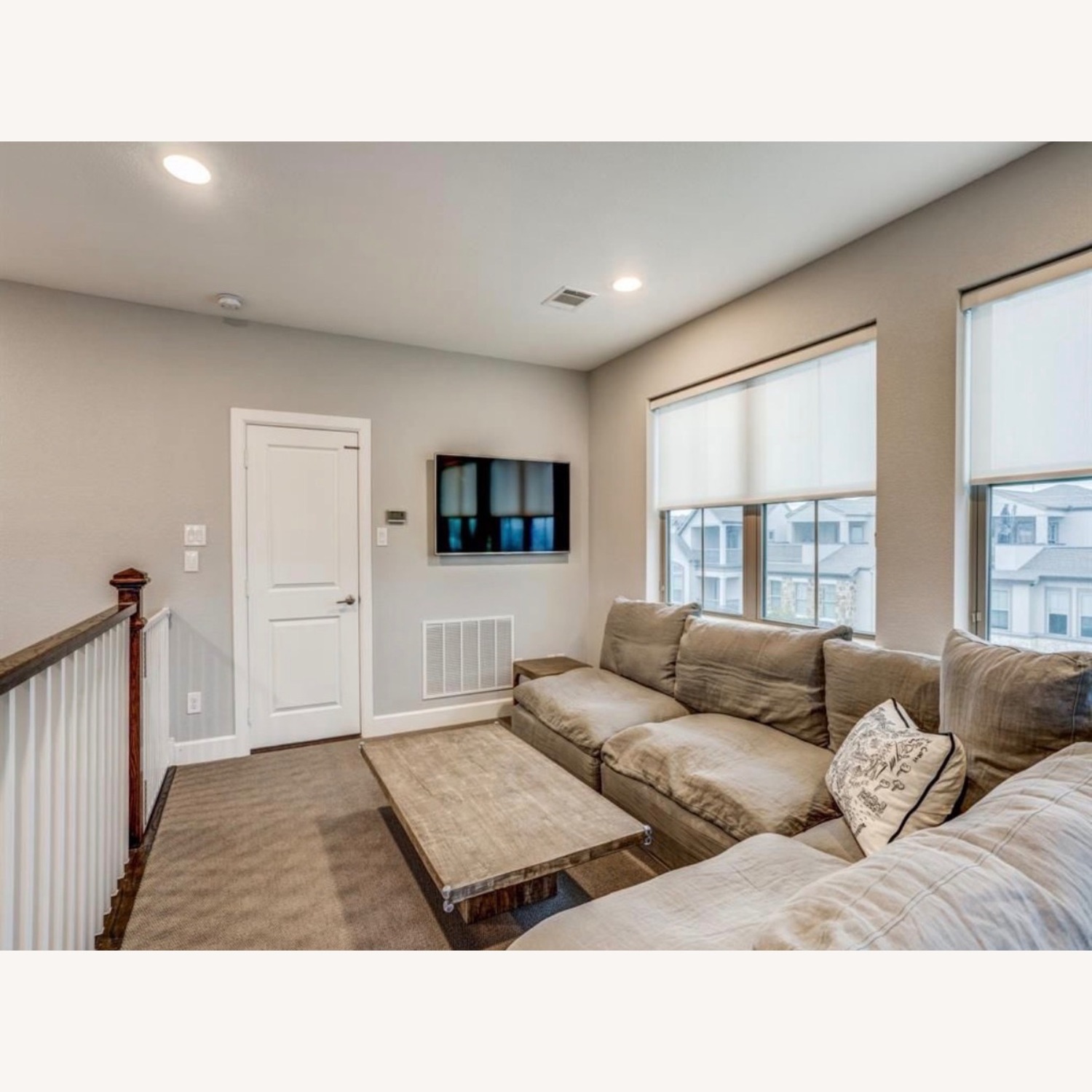 Restoration Hardware Light Gray Wood Coffee Table - image-3