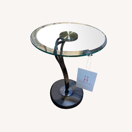 Used Sculptural Steel Base & Glass Top Side Table for sale on AptDeco