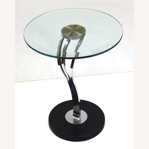 Used Sculptural Steel Base & Glass Top Side Table for sale on AptDeco