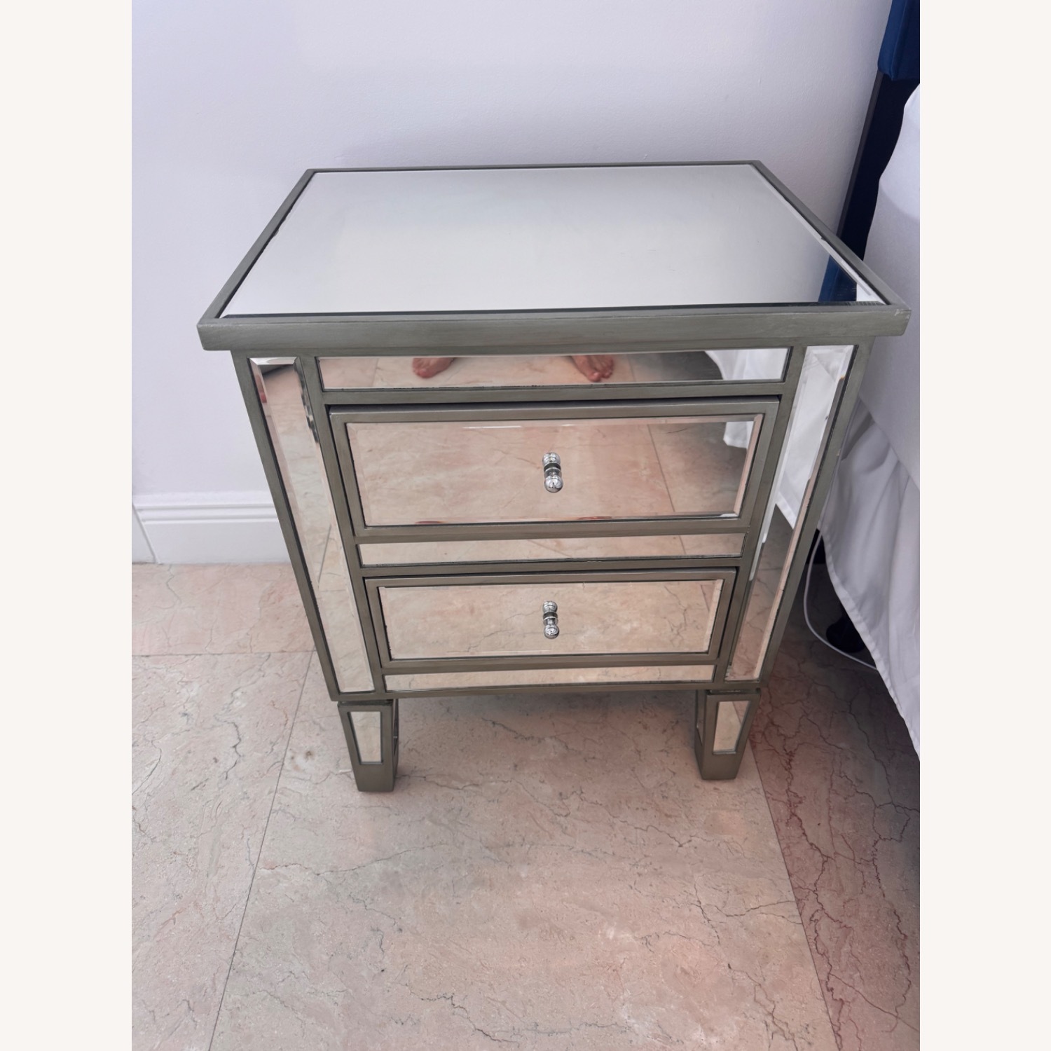 Pier 1 Imports Silver Mirrored Glass Side Tables - image-0