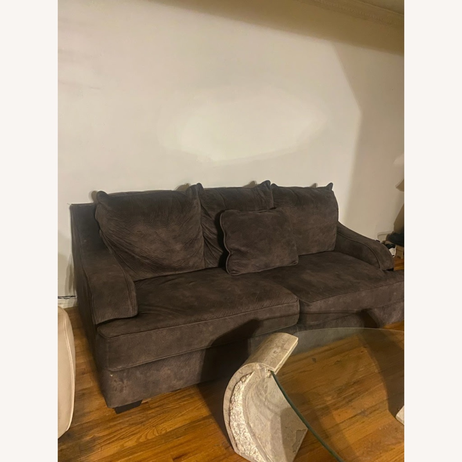 Dark Brown Fabric 3+ Seater Sofa - image-3