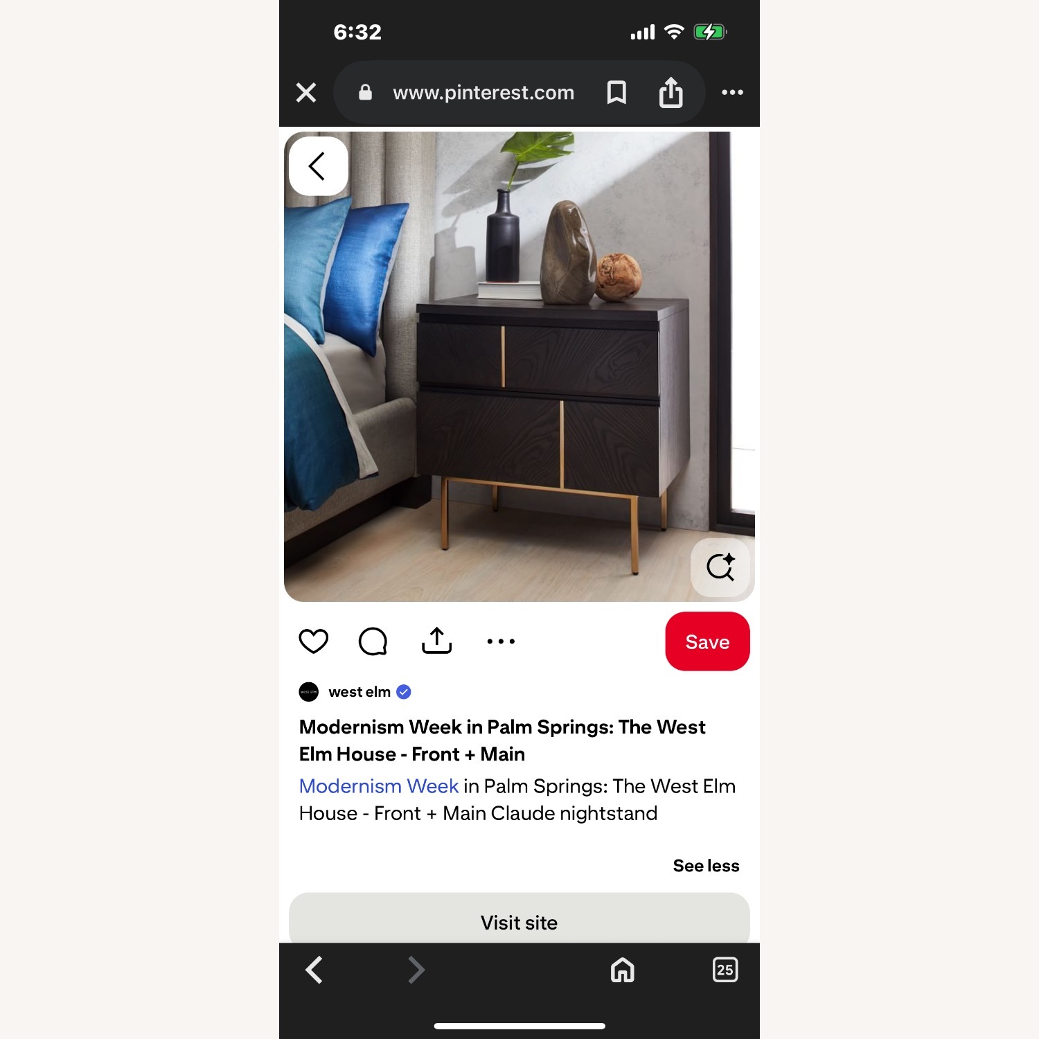 West Elm Claude Dark Brown Wood Nightstands - image-1