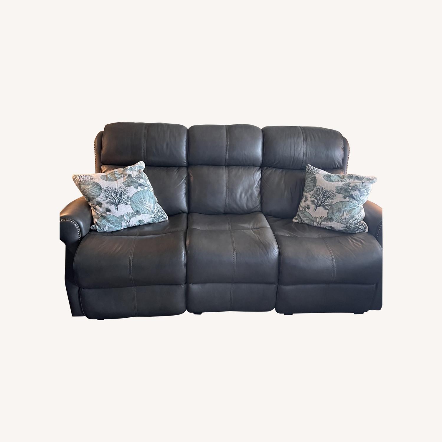 Green Leather 3+ Seater Sofa - image-0
