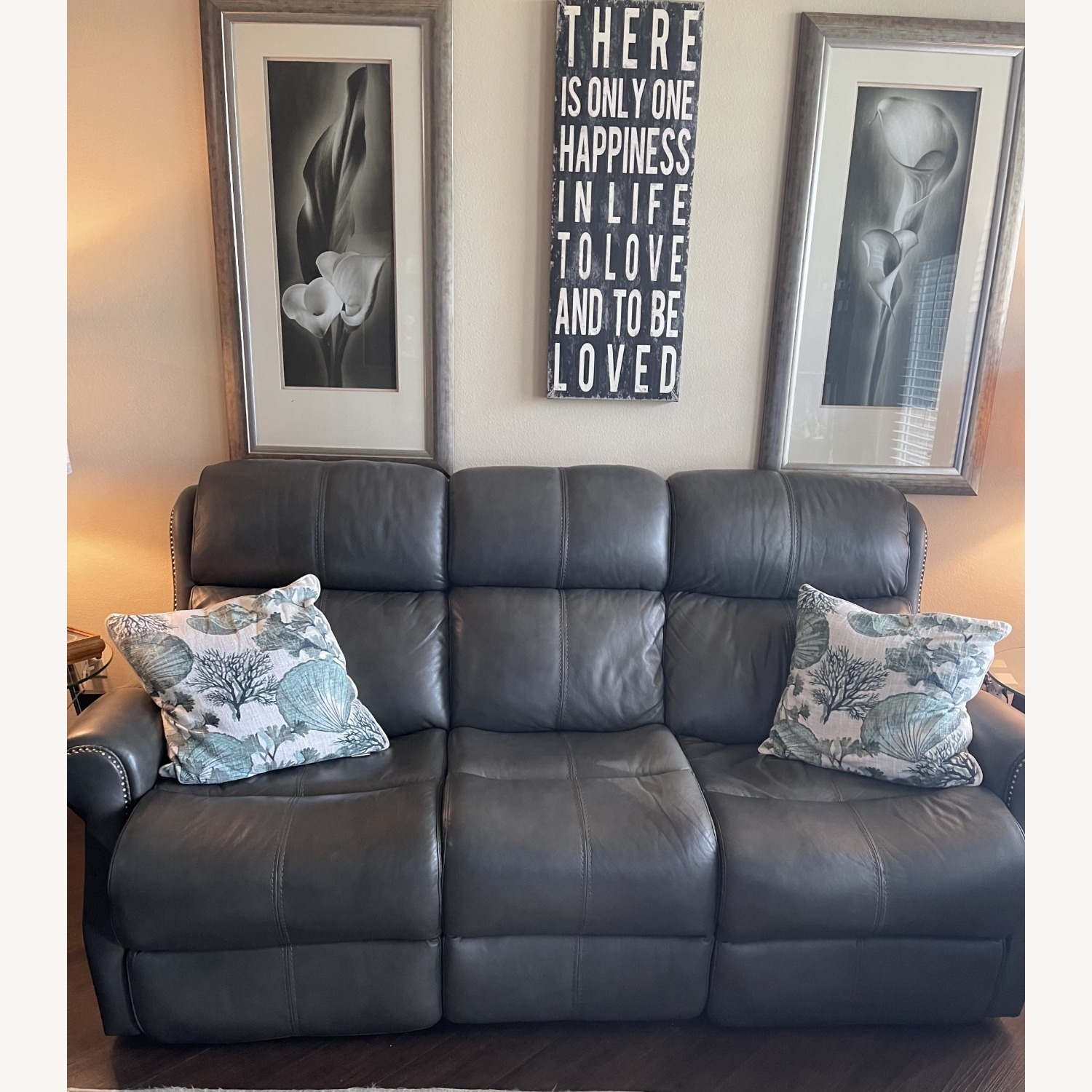 Green Leather 3+ Seater Sofa - image-4