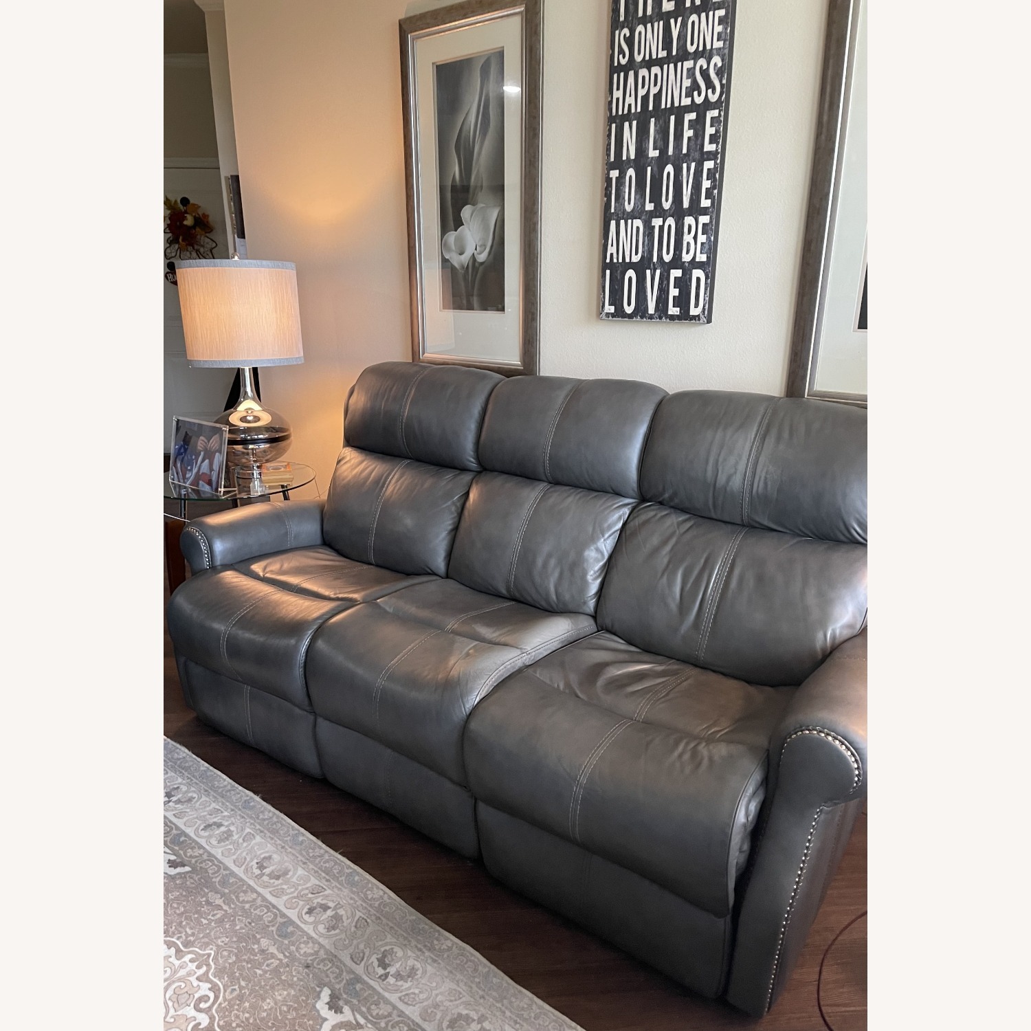 Green Leather 3+ Seater Sofa - image-3