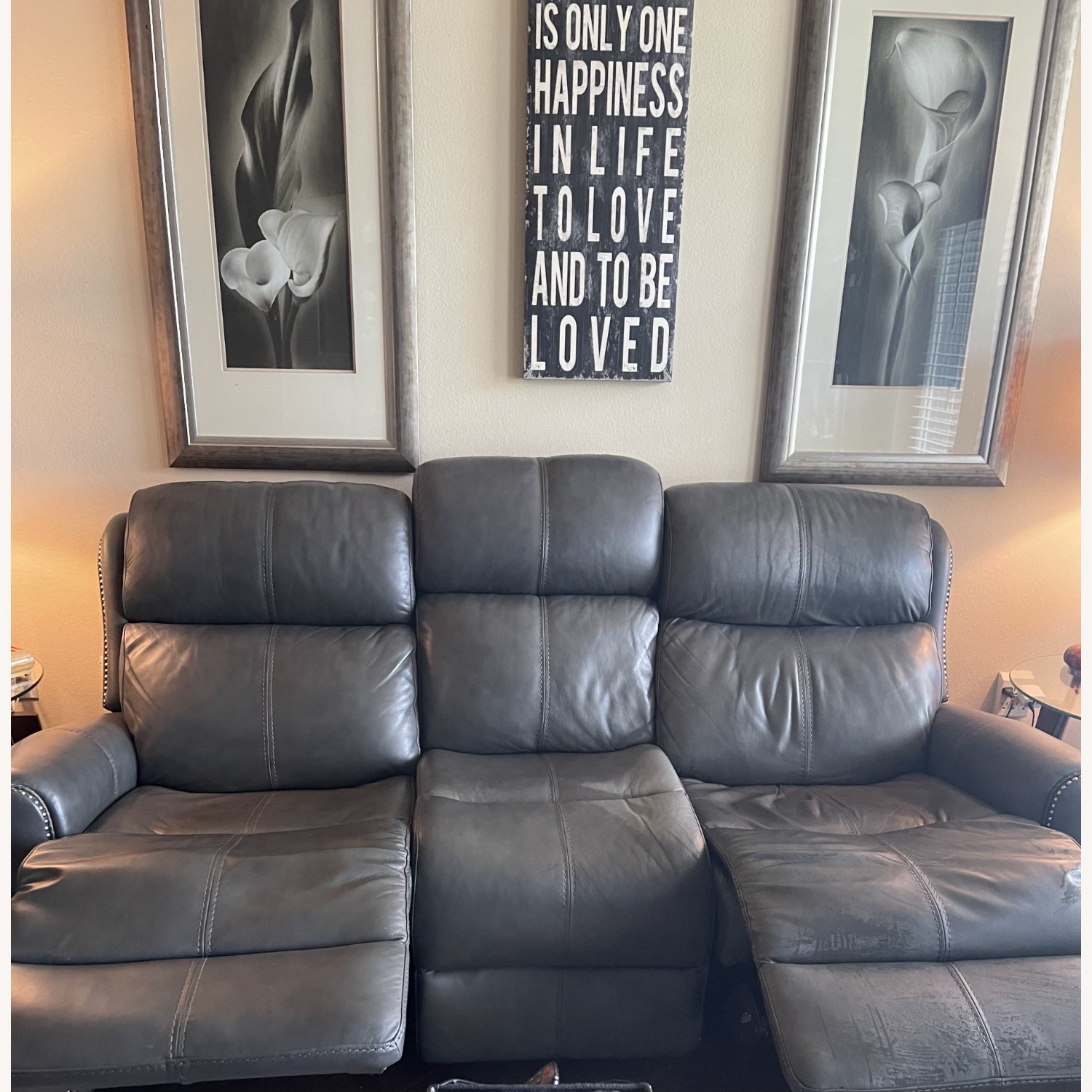 Green Leather 3+ Seater Sofa - image-1