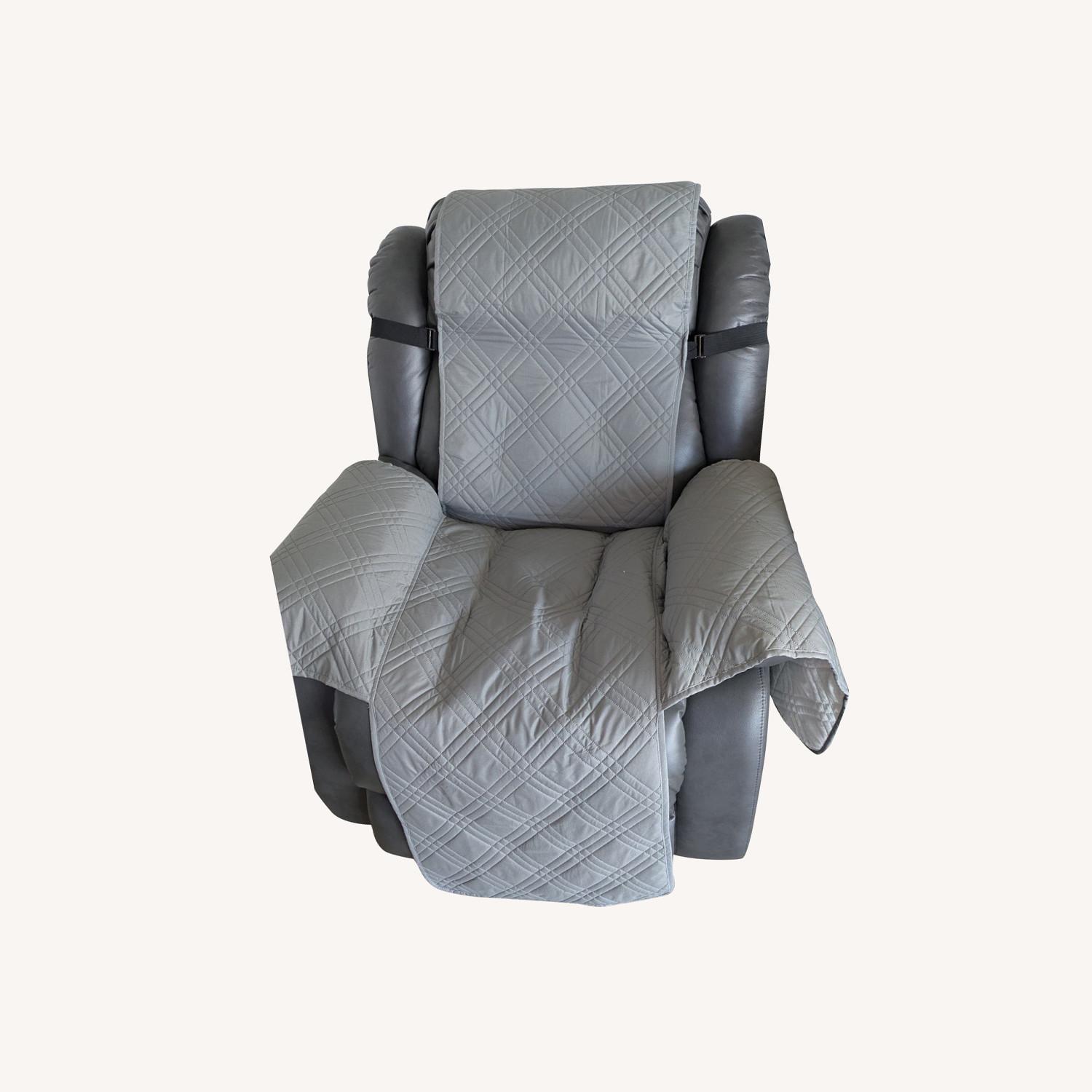 Light Gray Leather Power Recliner - image-0