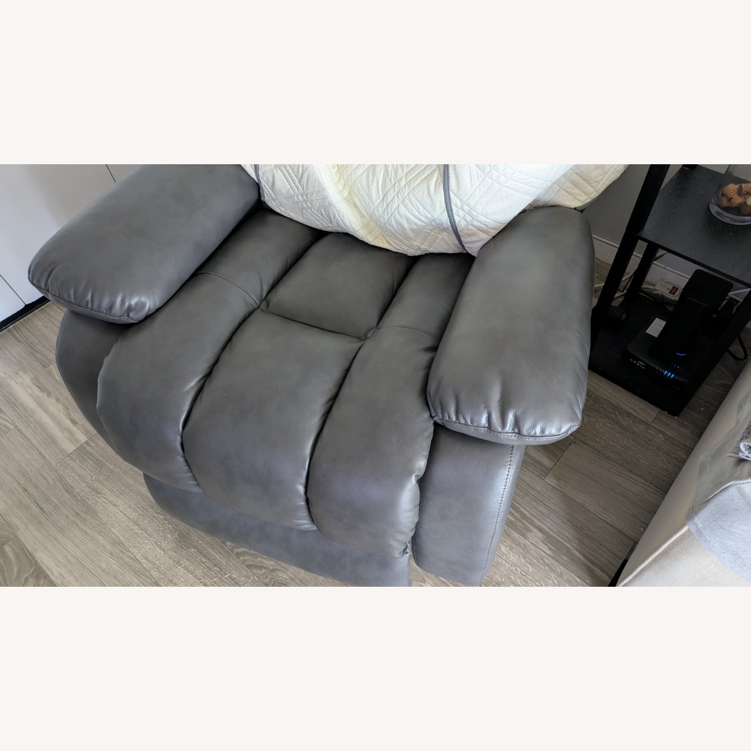 Light Gray Leather Power Recliner - image-2