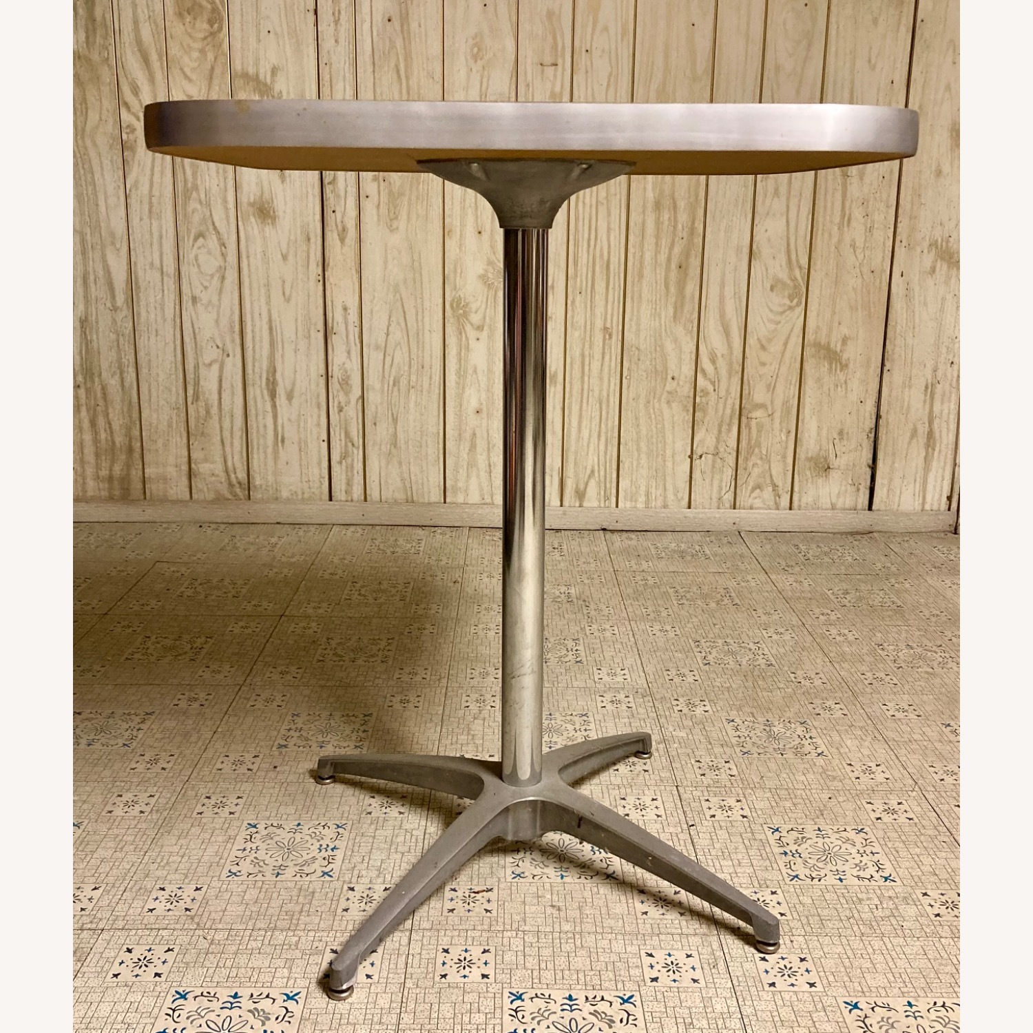 Blue Metal and Wood Side Table - image-3